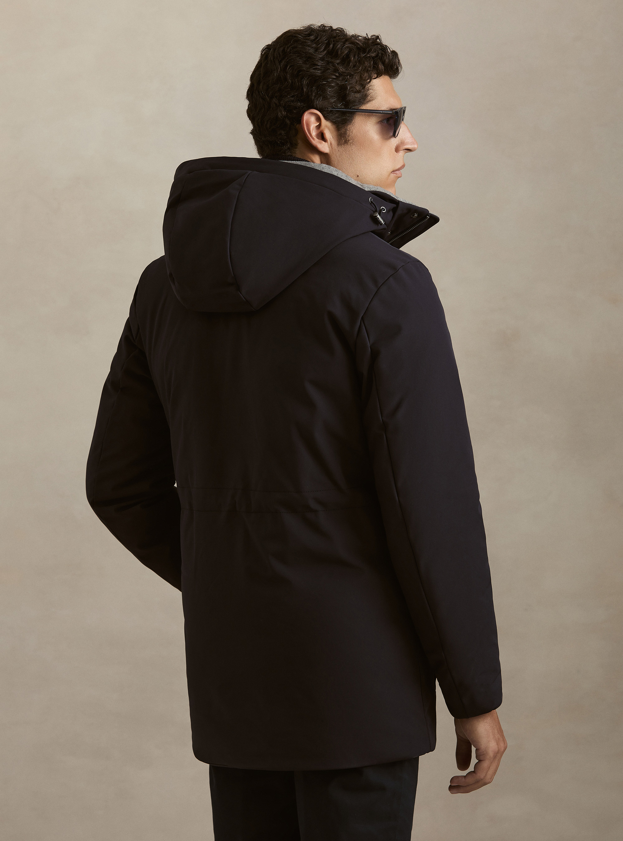 Giubbino tecnico con coulisse e cappuccio, BLU NAVY