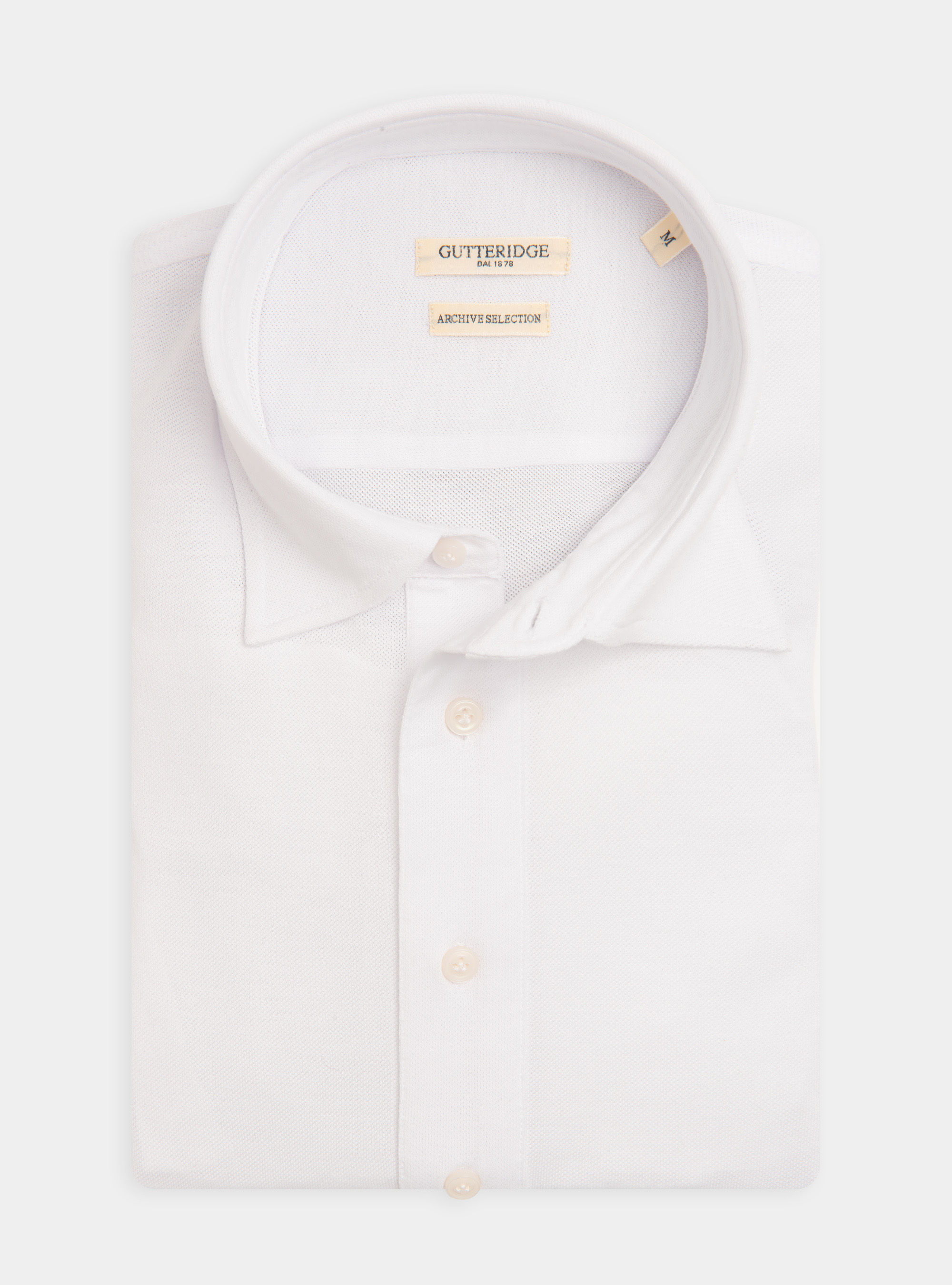 Polo camicia in cotone piquet, BIANCO