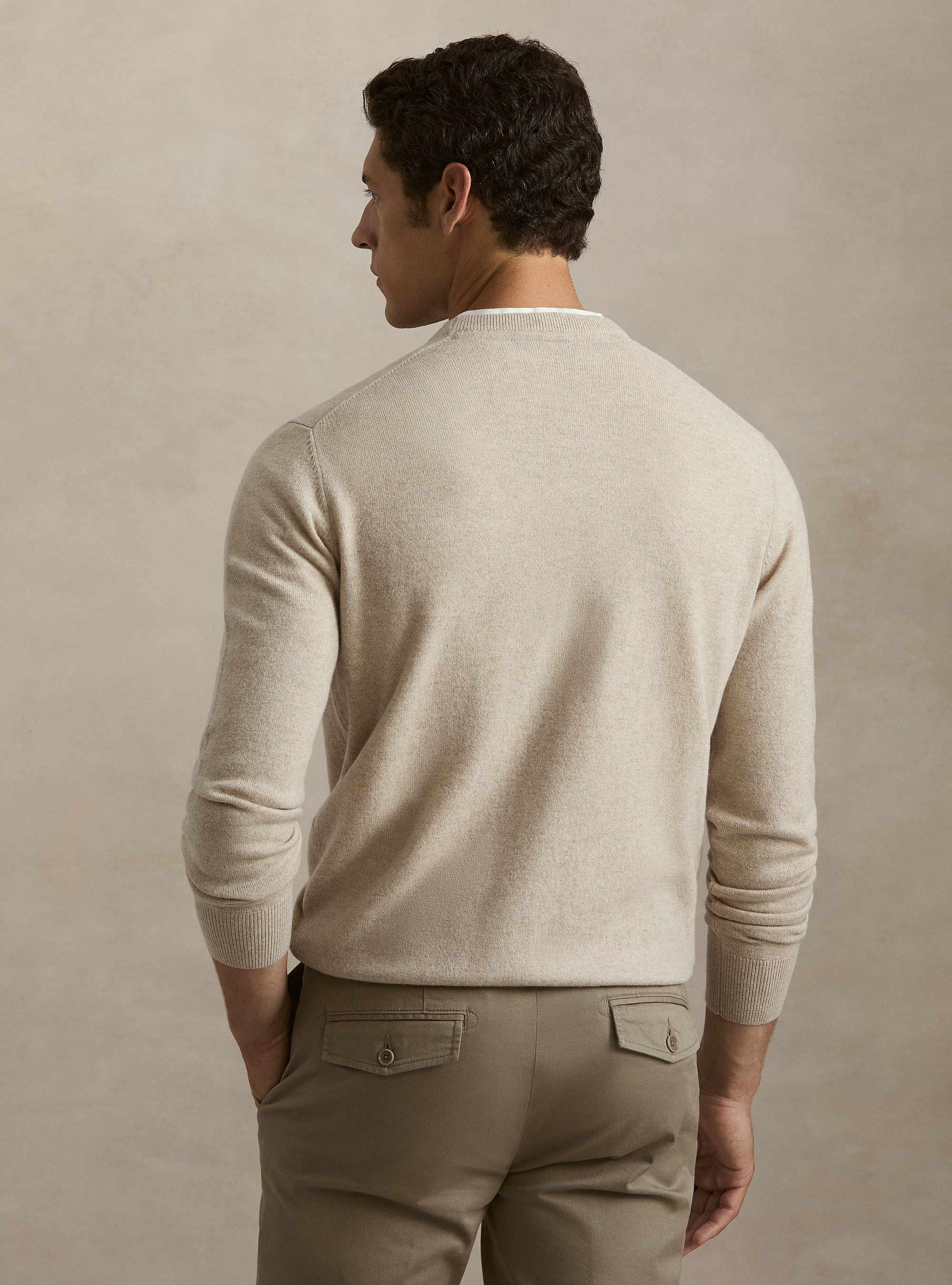 Girocollo in maglia in lambswool cashmere, ECRU