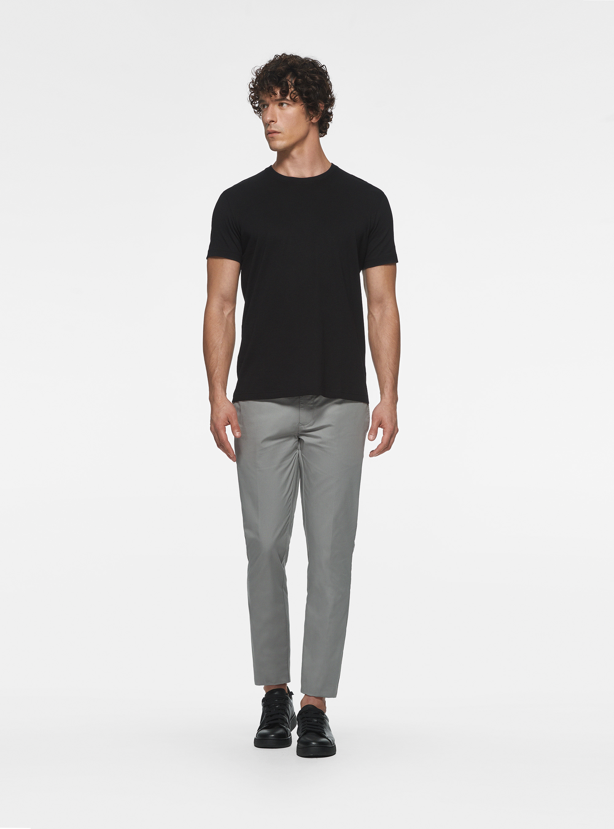 T-shirt mezza manica in cotone Supima, NERO