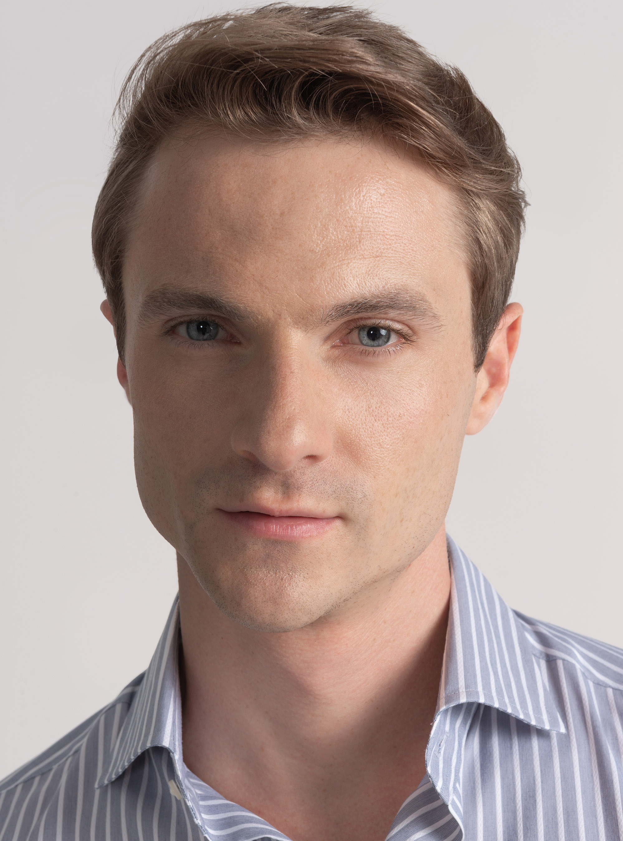 Stretch cotton blend striped shirt, BLUE