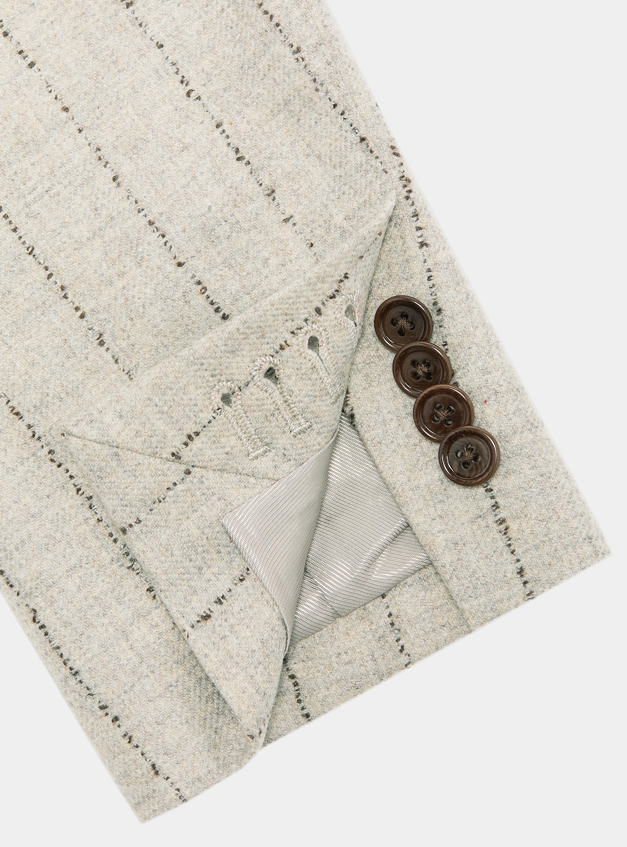 Pinstripe suit blazer in cashmere wool, ECRU