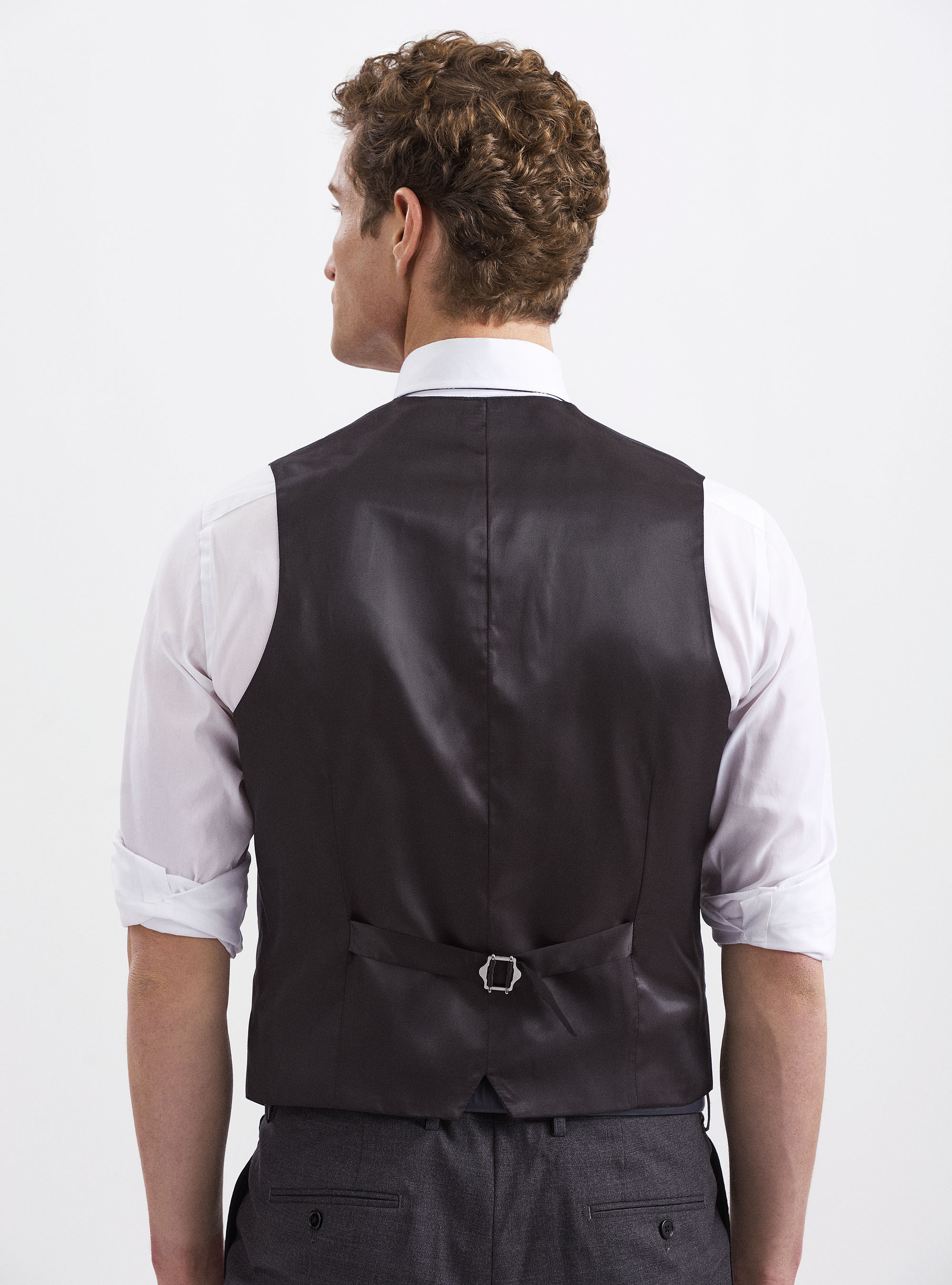 Gilet in tessuto pura lana Vitale Barberis Canonico, ASFALTO