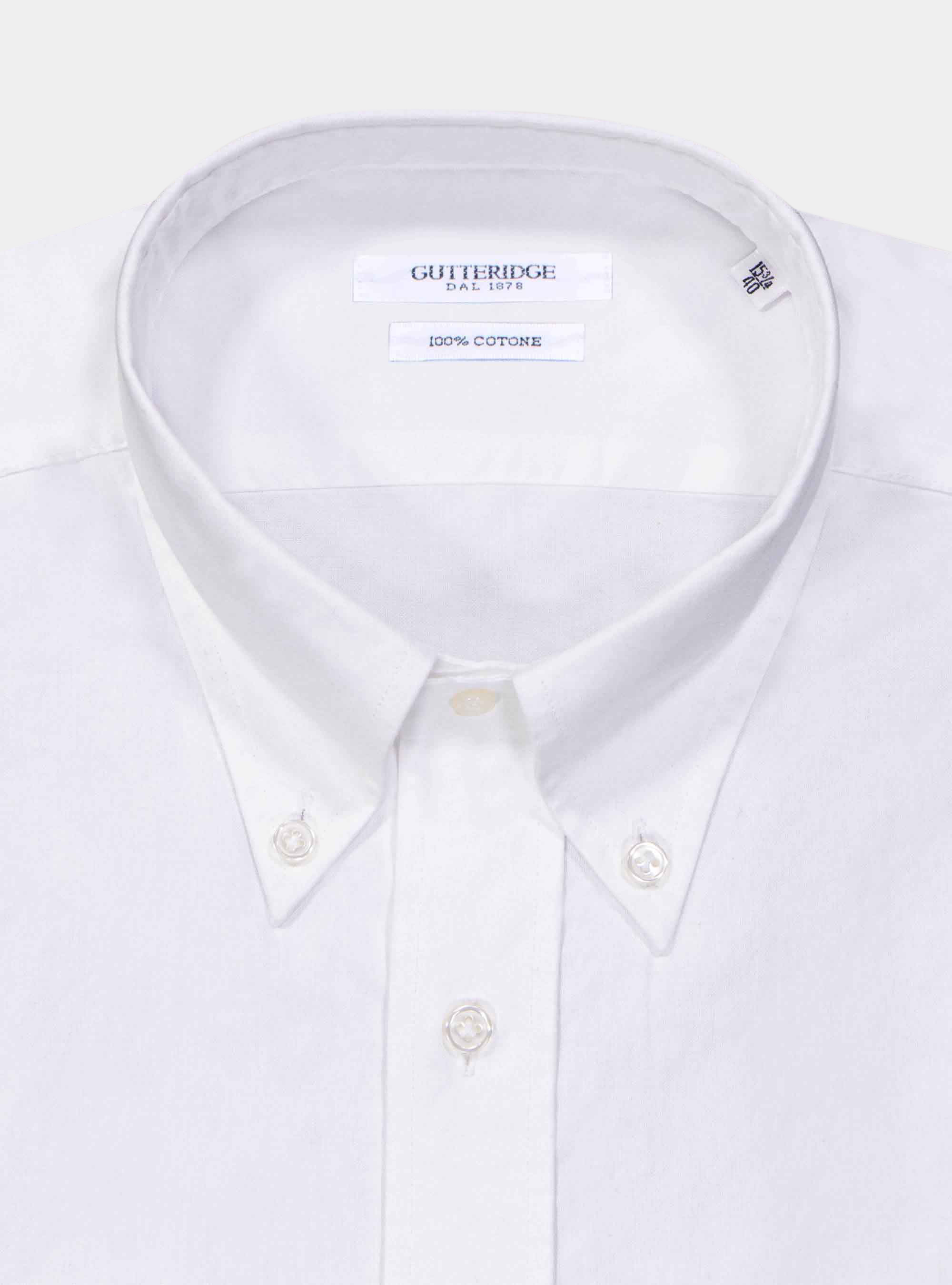 Camicia collo button down in oxford lavato, BIANCO