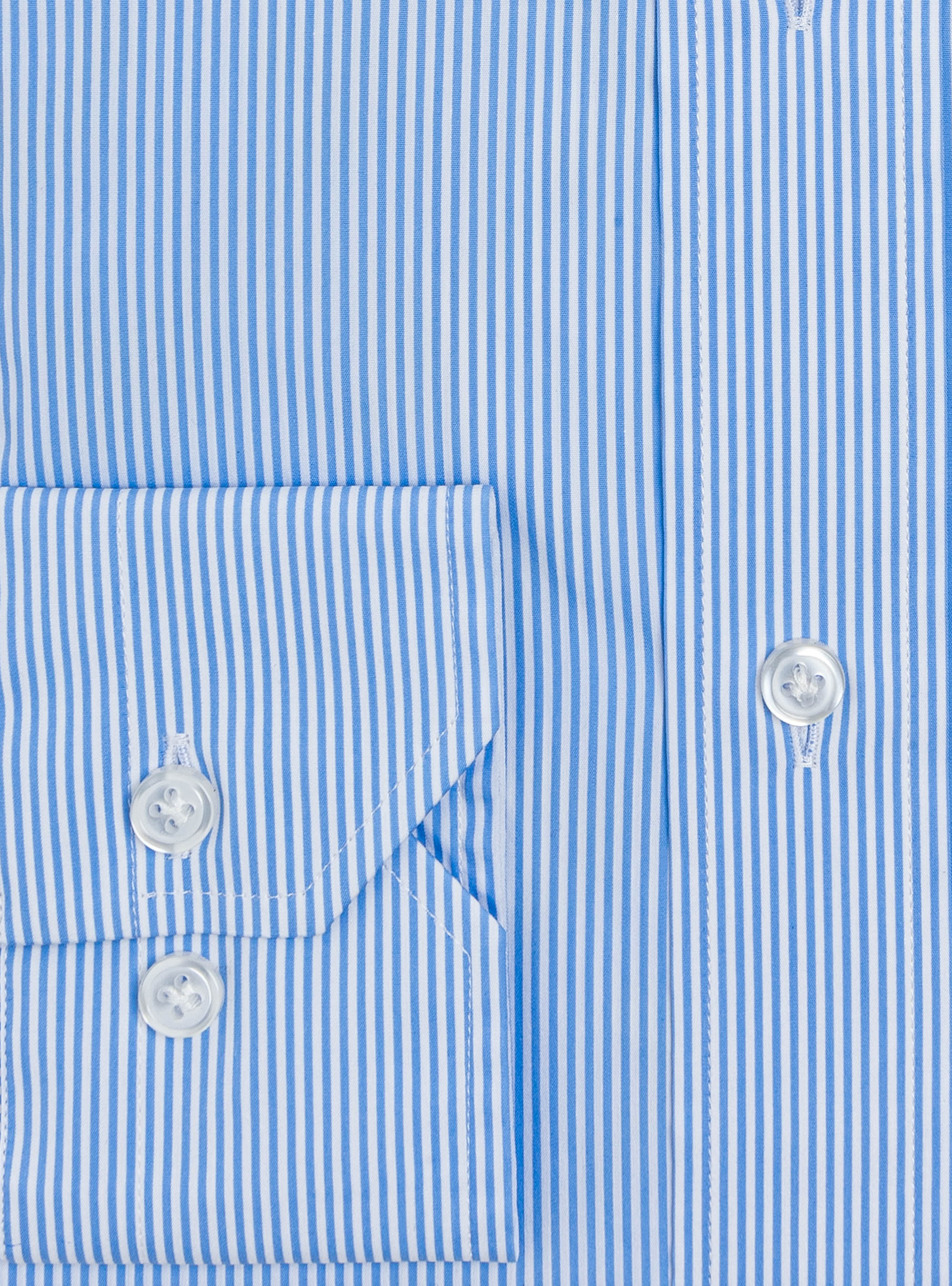 Camicia a righe in popeline stretch, AZZURRO