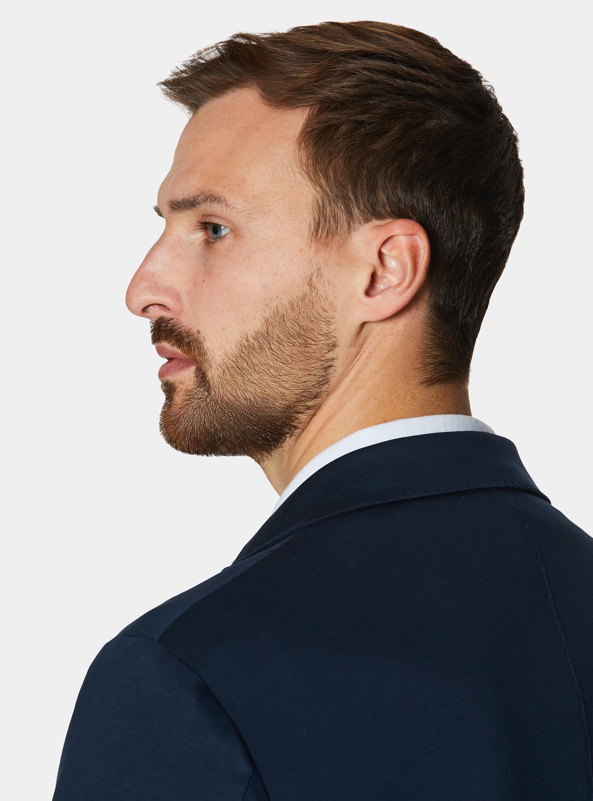 Technical cotton jersey blazer, NAVY BLUE