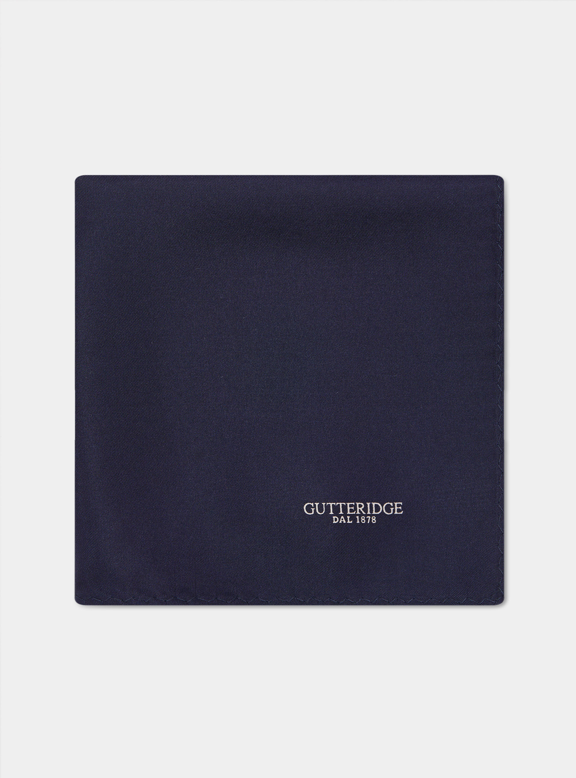 Printed patterned silk pocket square, NAVY BLUE