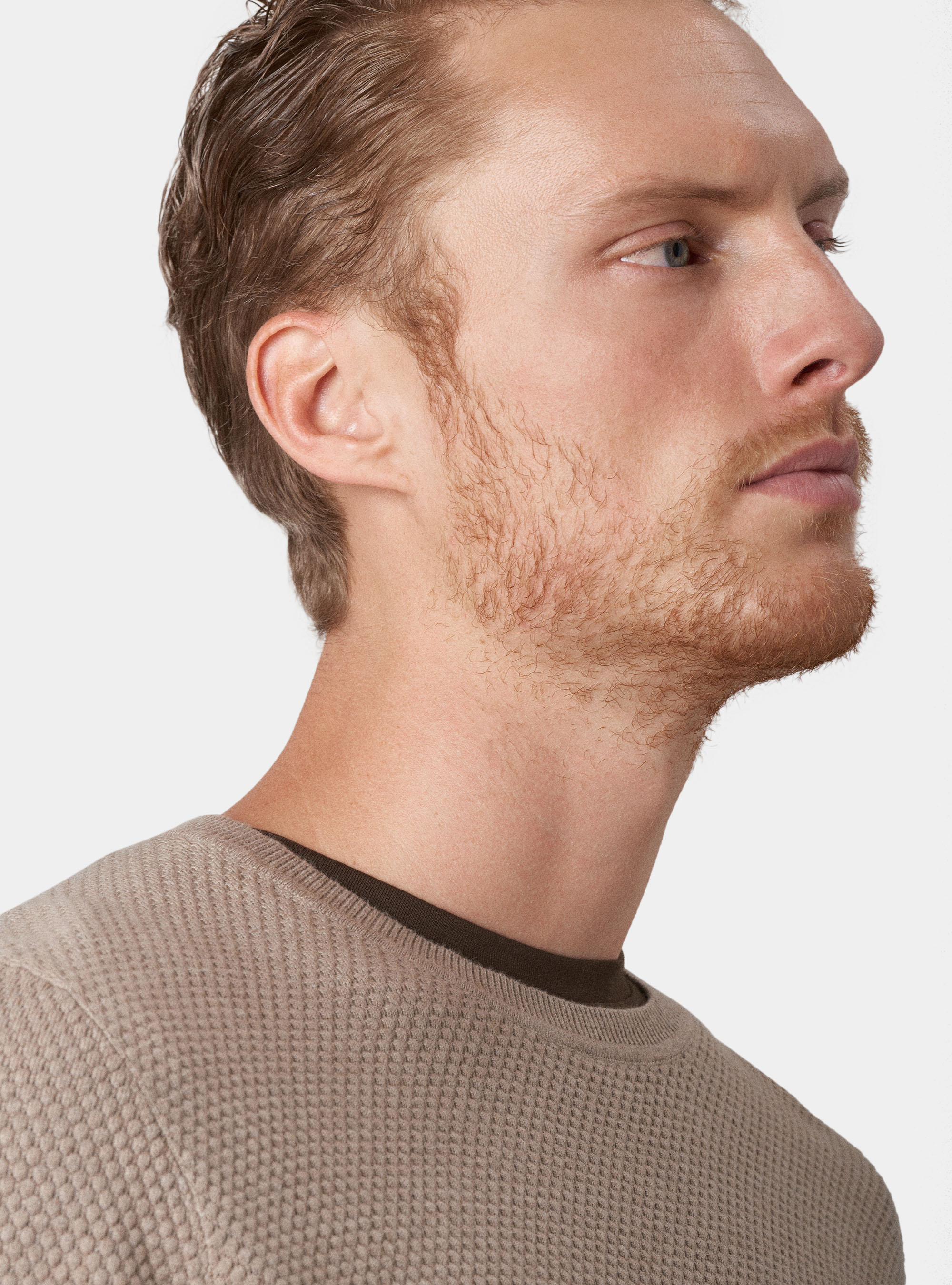 Maglia con collo rotondo in cotone e cashmere, ECRU