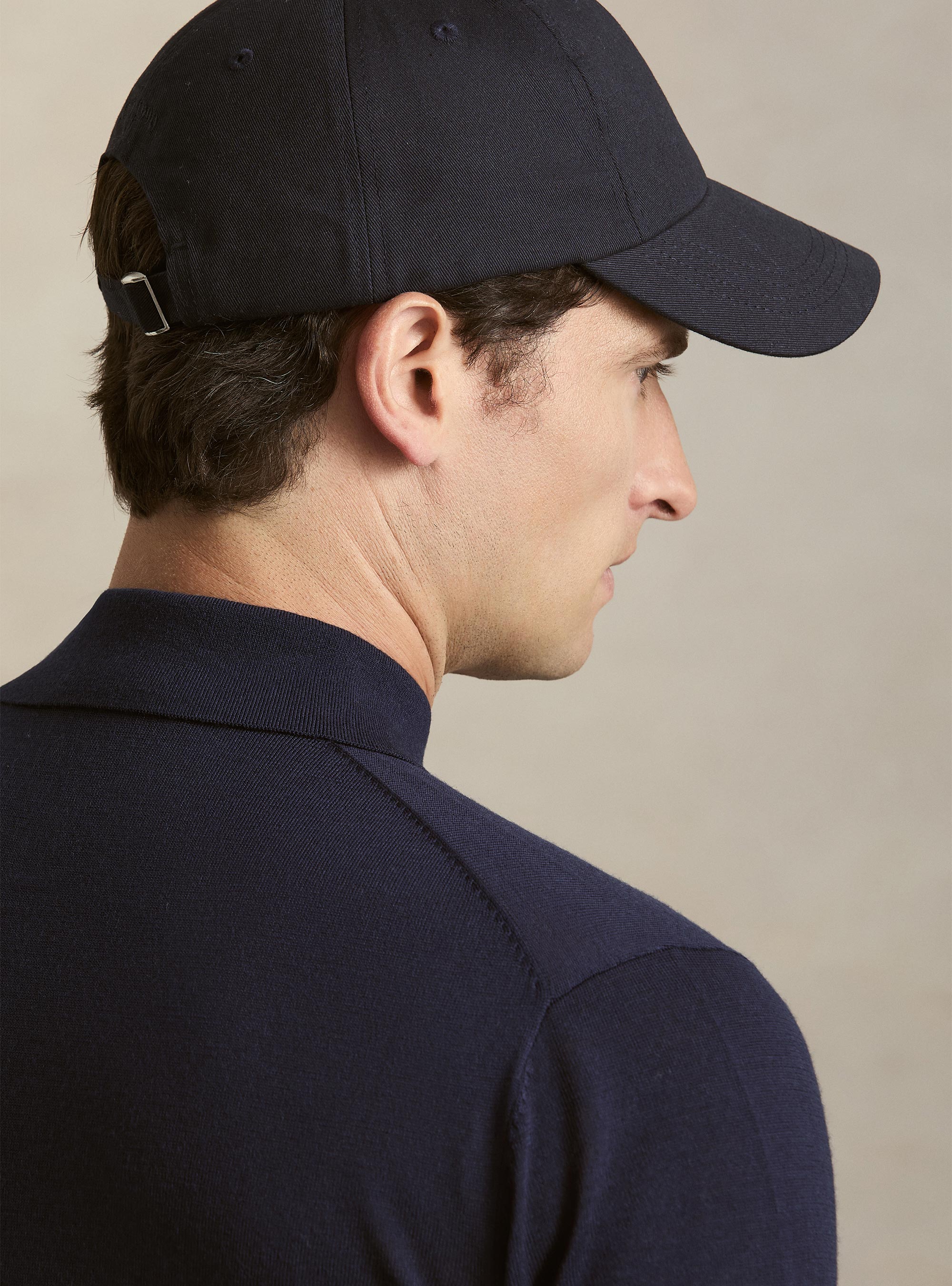 Extrafine merino wool knit polo shirt, BLUE