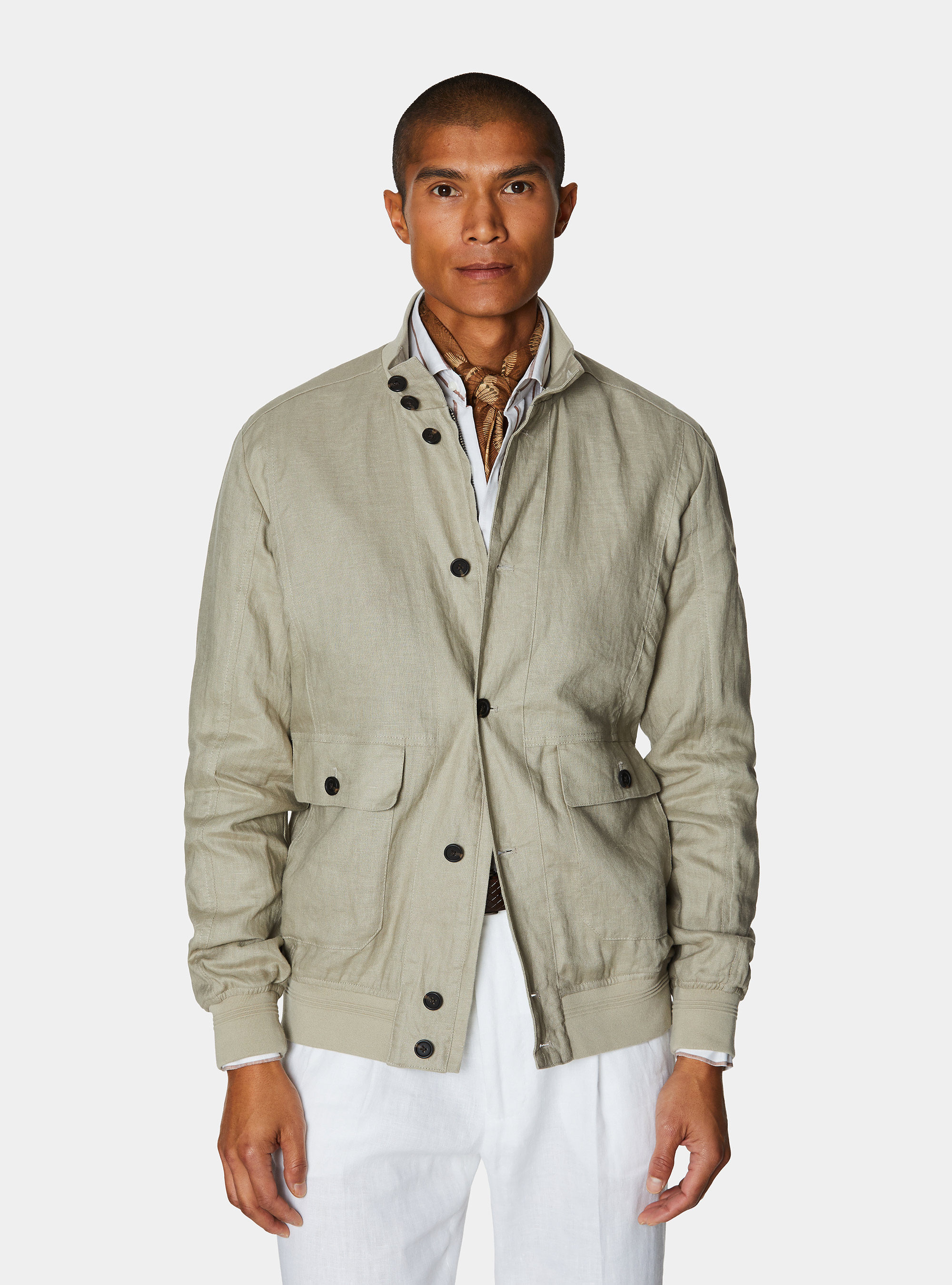 Pure linen bomber jacket, SAND