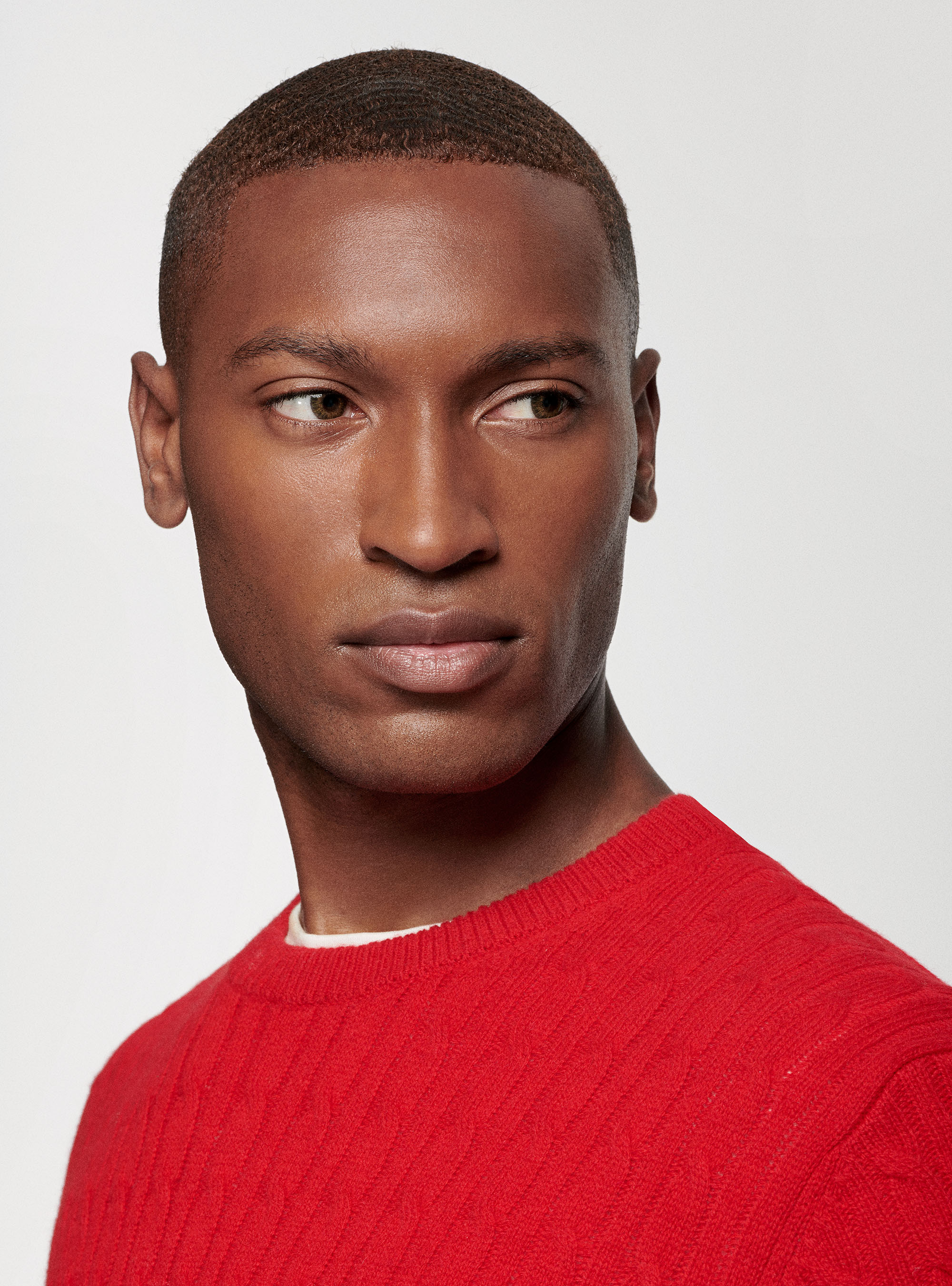 Maglia a treccia in lambswool, ROSSO