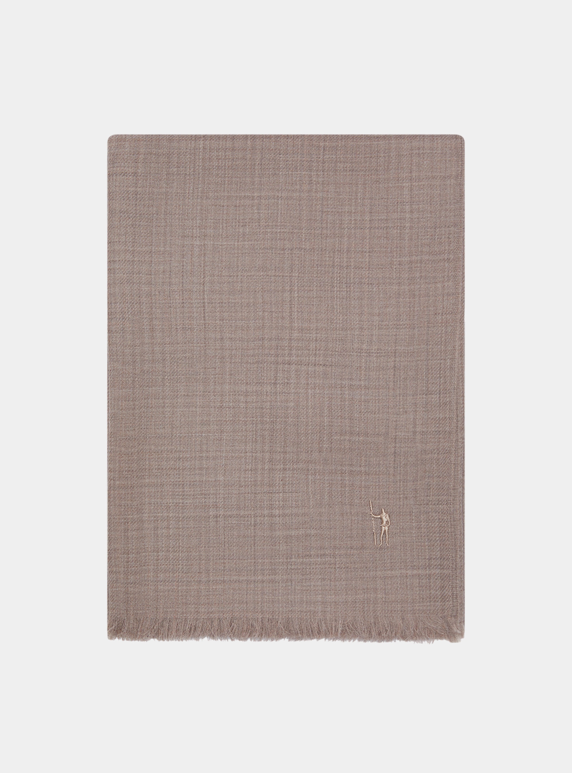 Sciarpa in lana con ricamo, FANGO