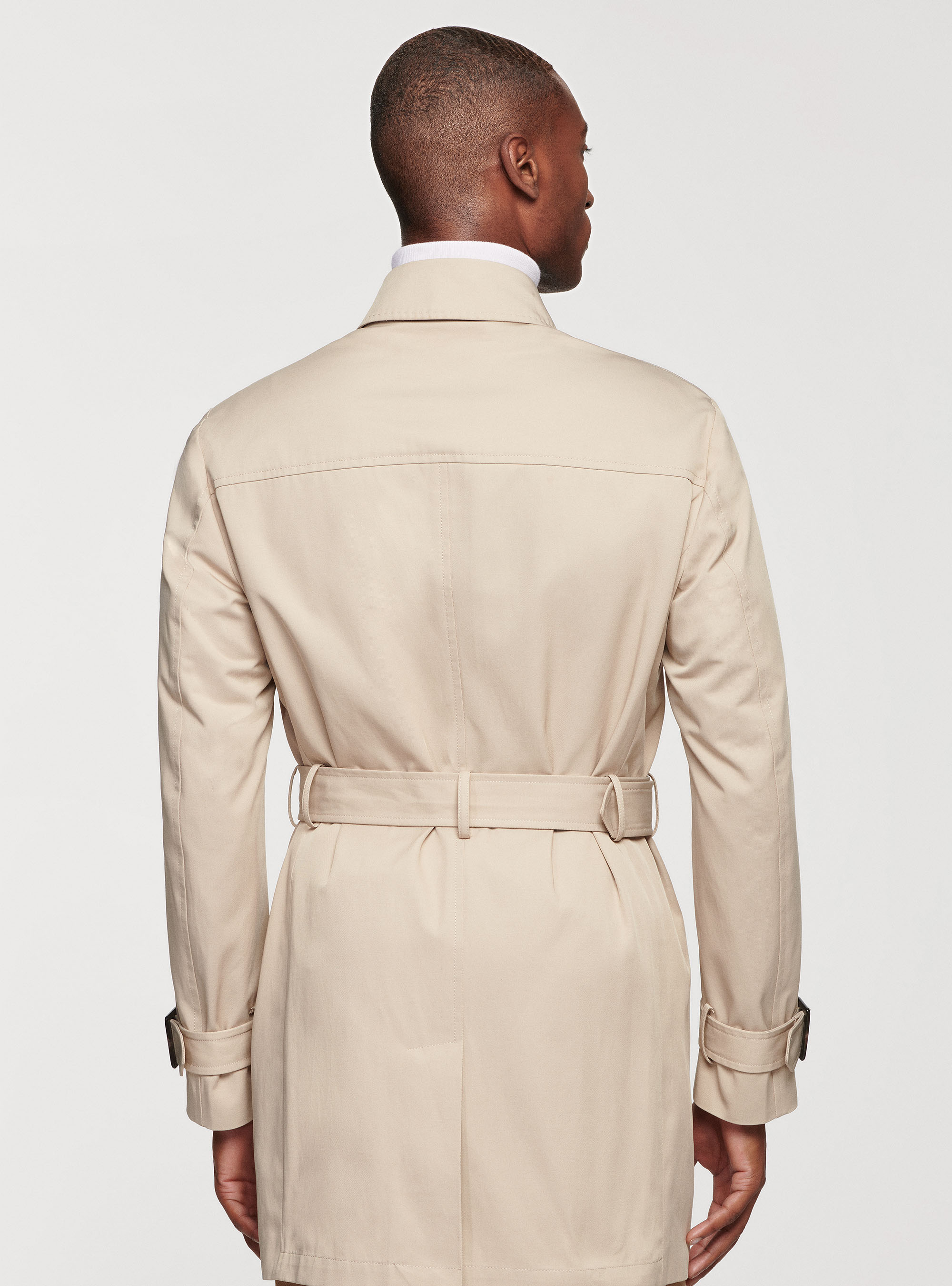 Trench-coat en sergé à double boutonnage, SABLE