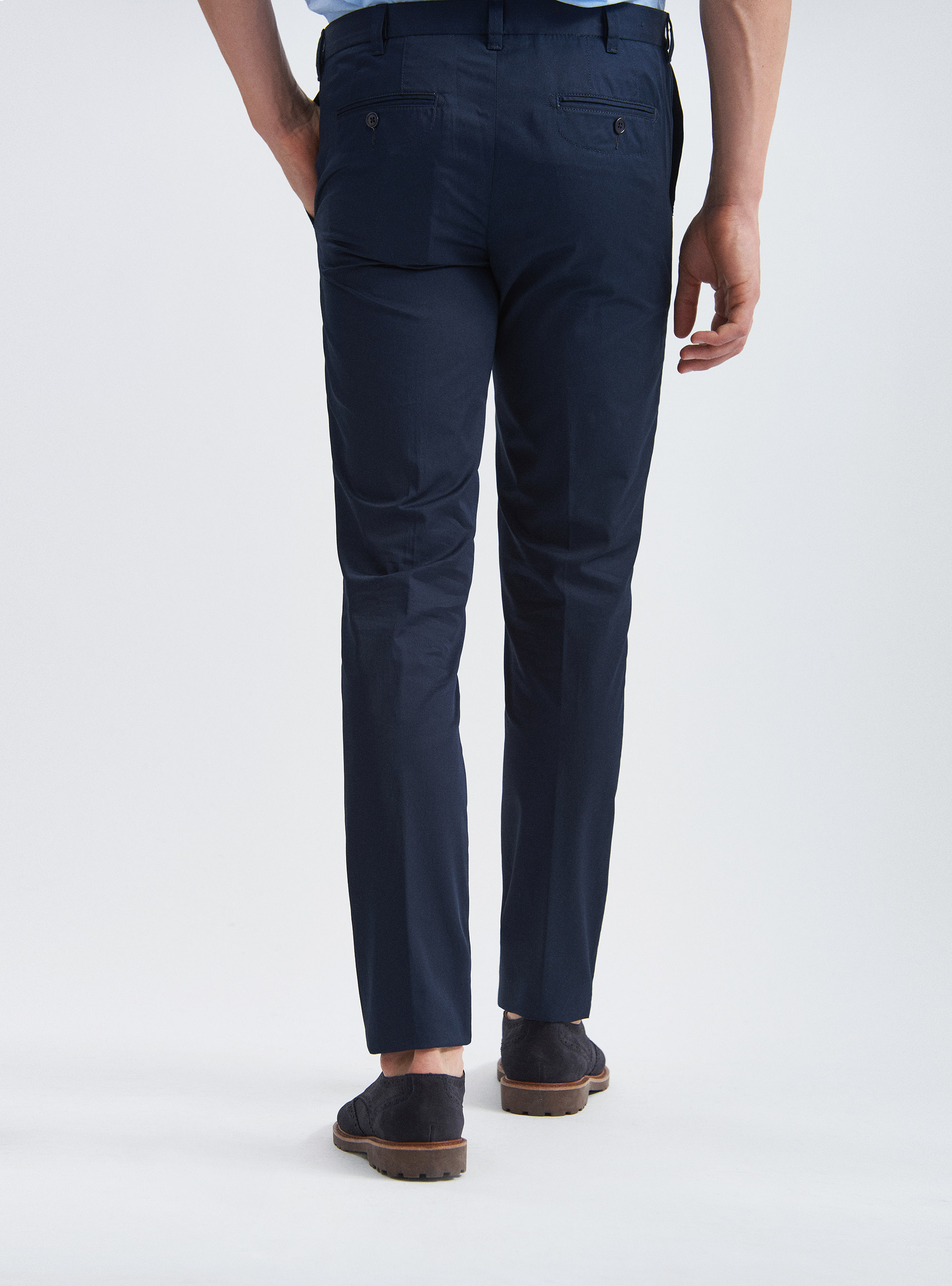 Pantaloni chino in twill di cotone leggero, BLU NAVY