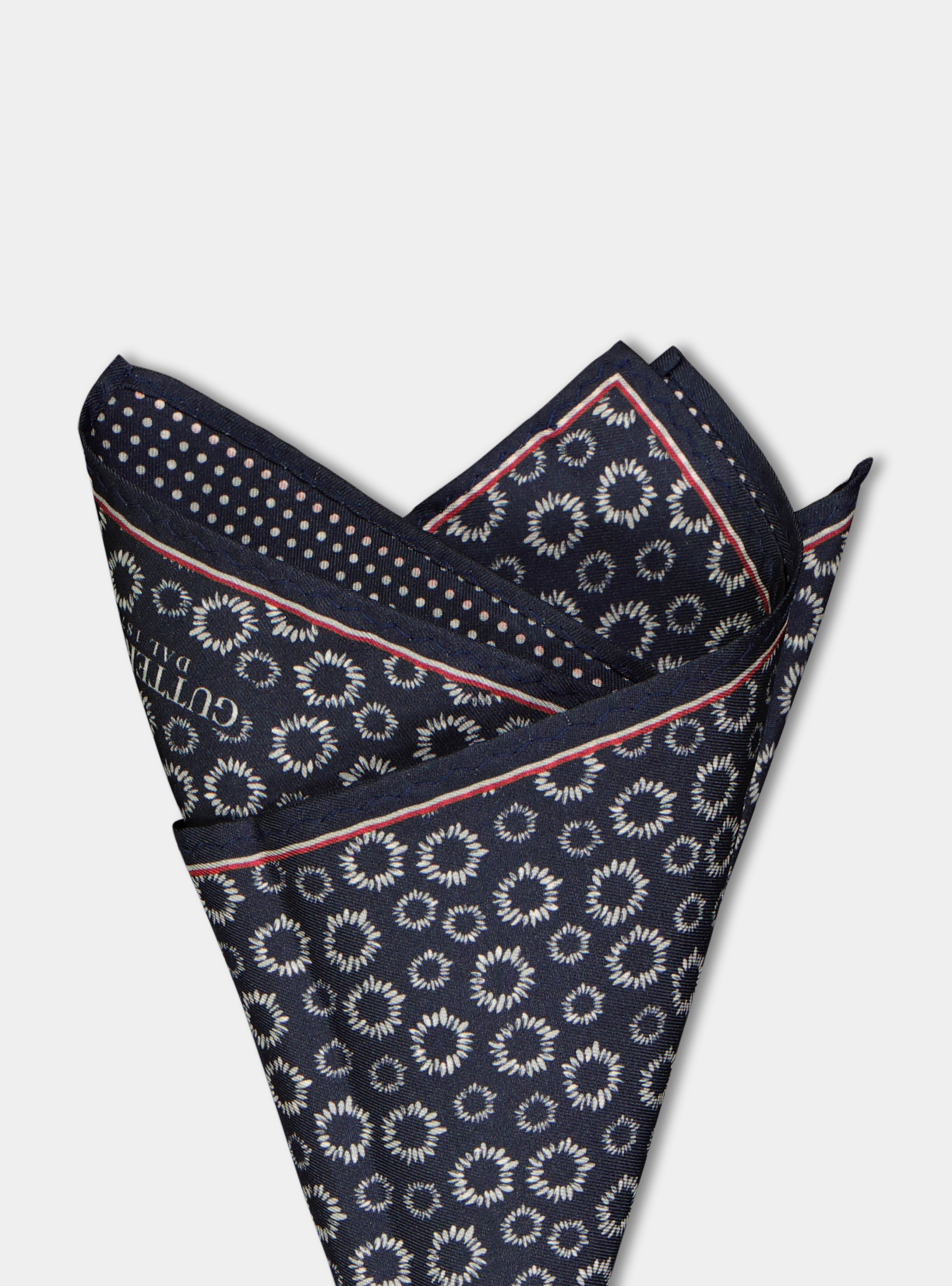 Pochette fantasia in seta stampata, BLU NAVY