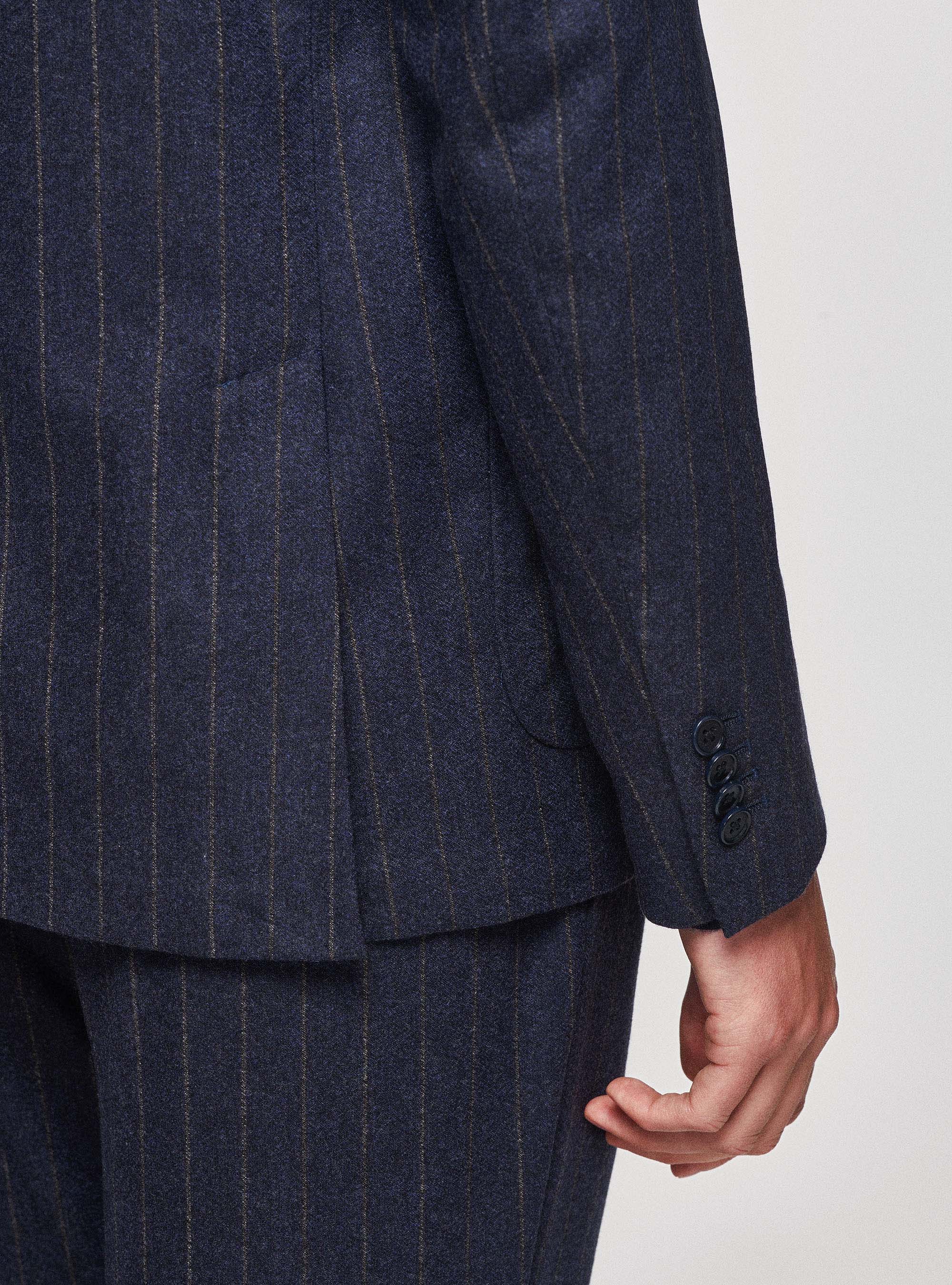 Giacca gessata in lana Reda, BLU NAVY