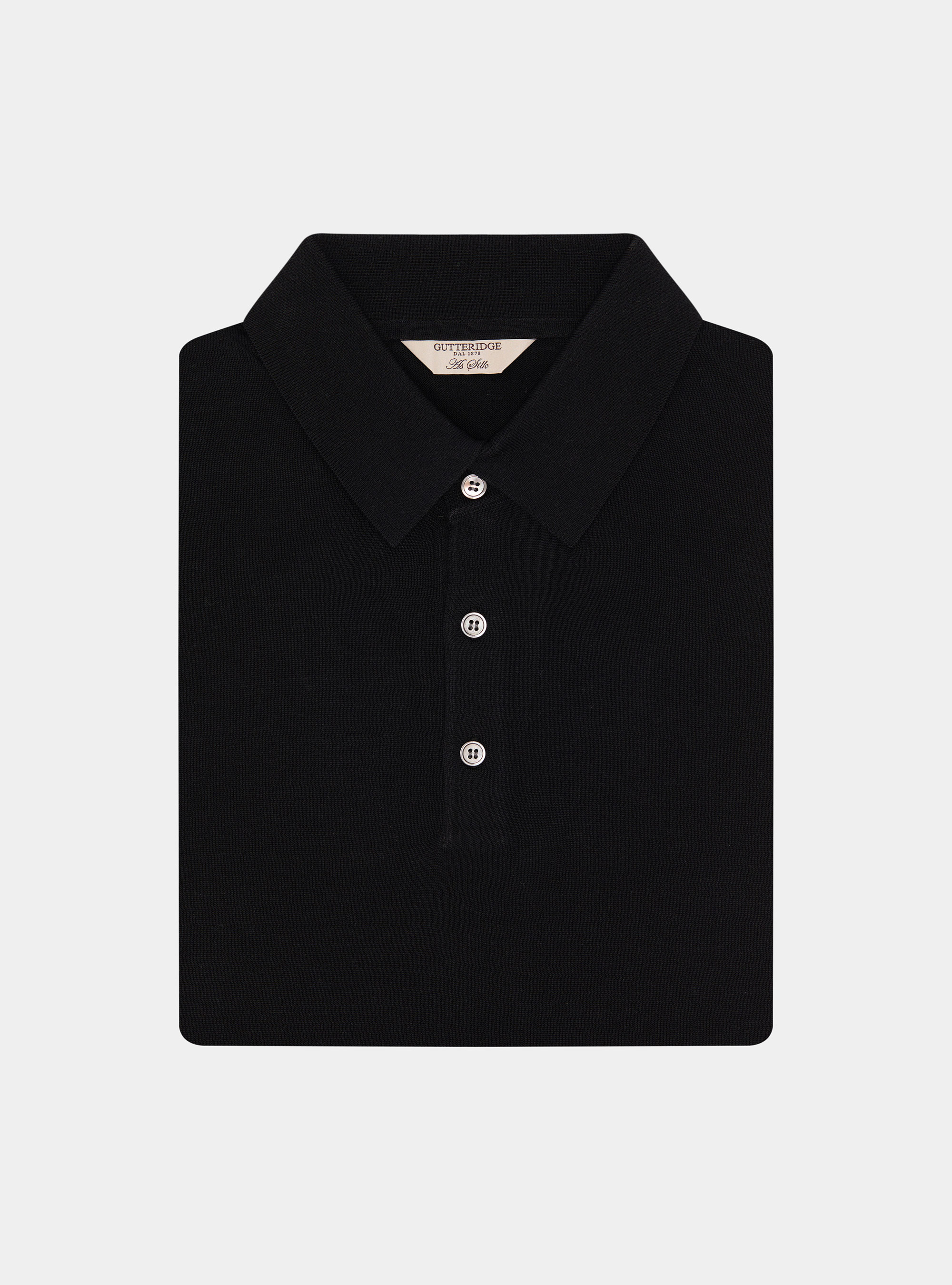 Polo en coton et soie, NOIR