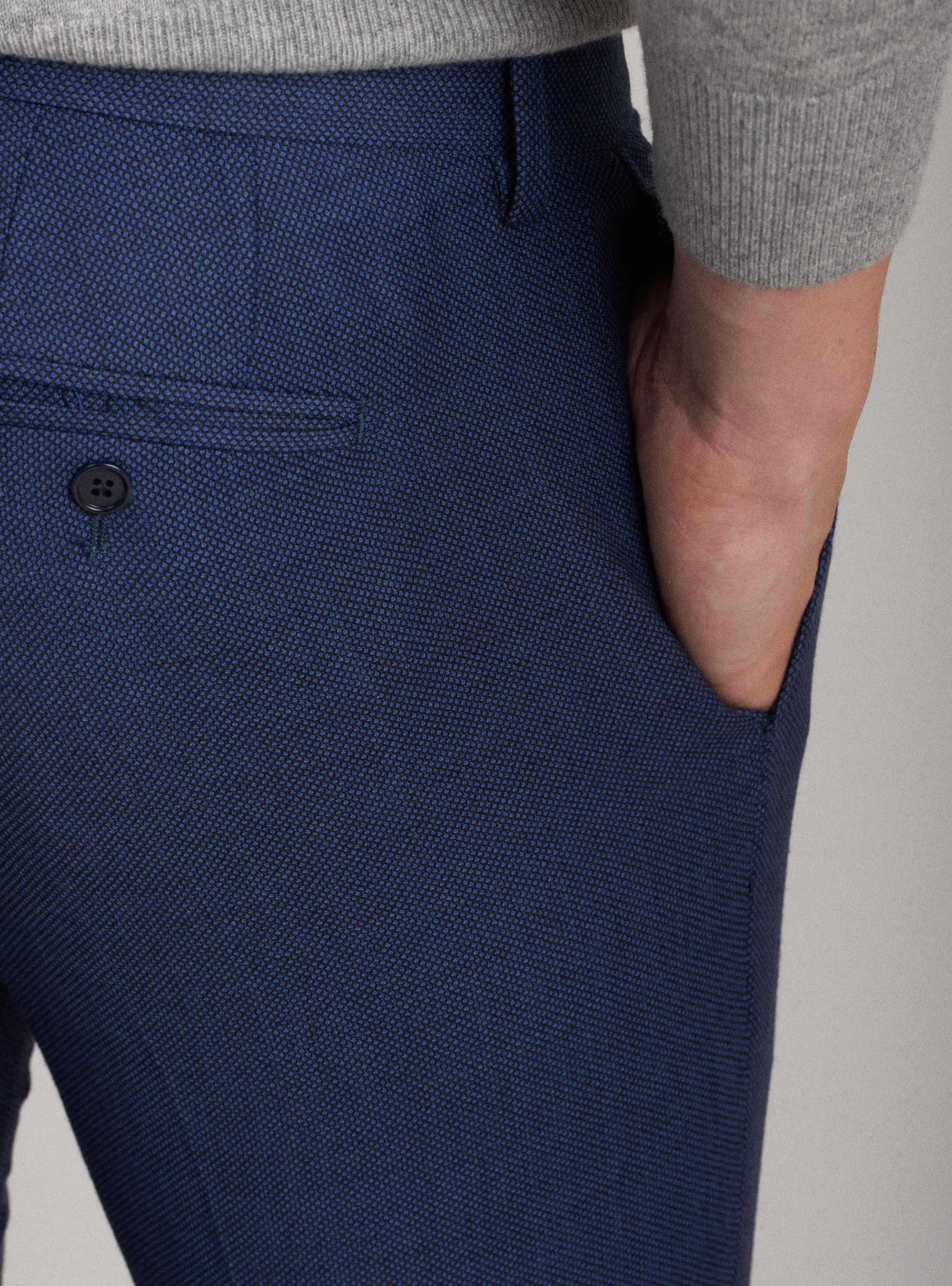 Pure wool partridge eye suit trousers in pure wool, BLUE