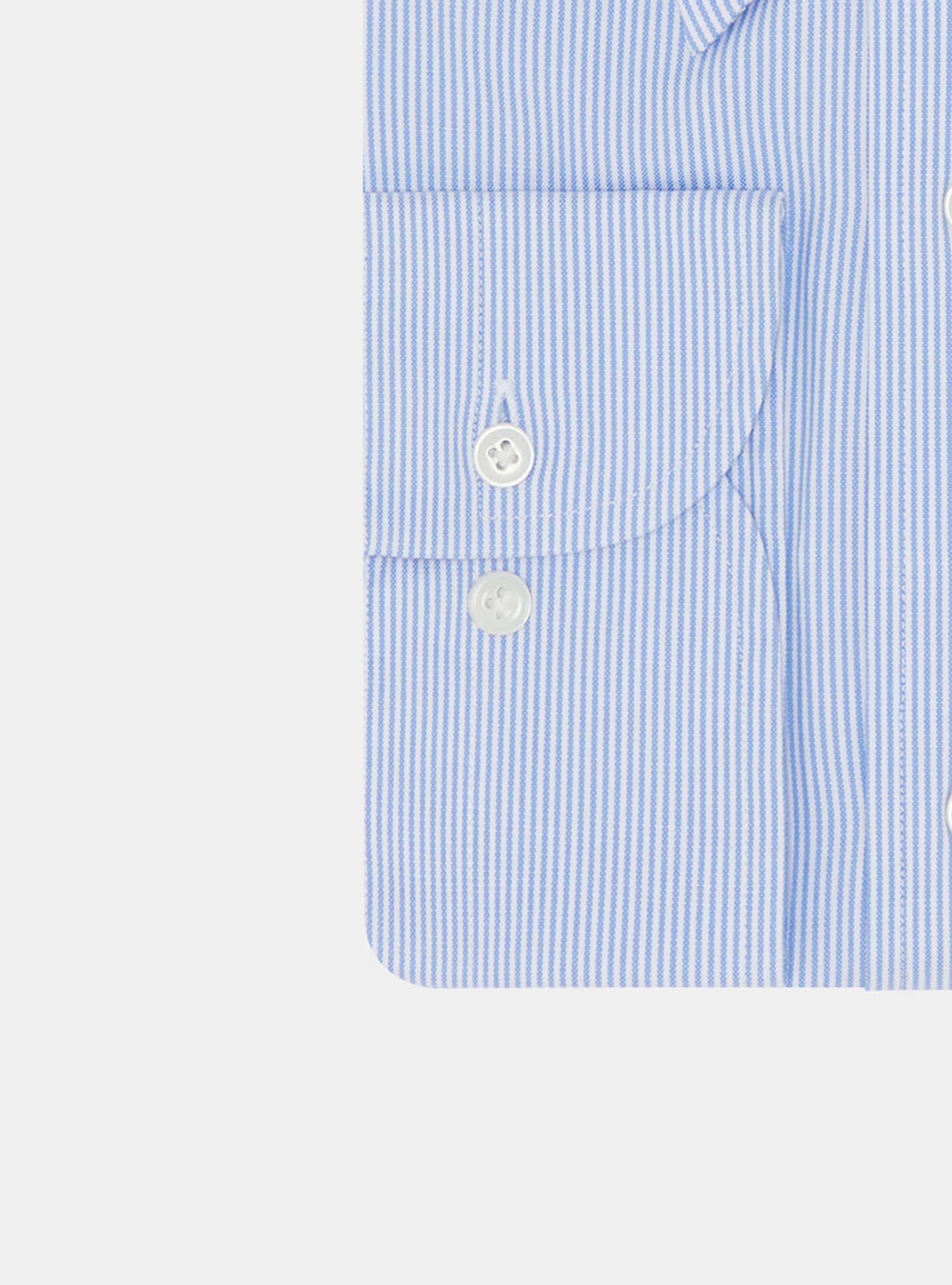 Camicia confortevole in cotone oxford rigato, AZZURRO