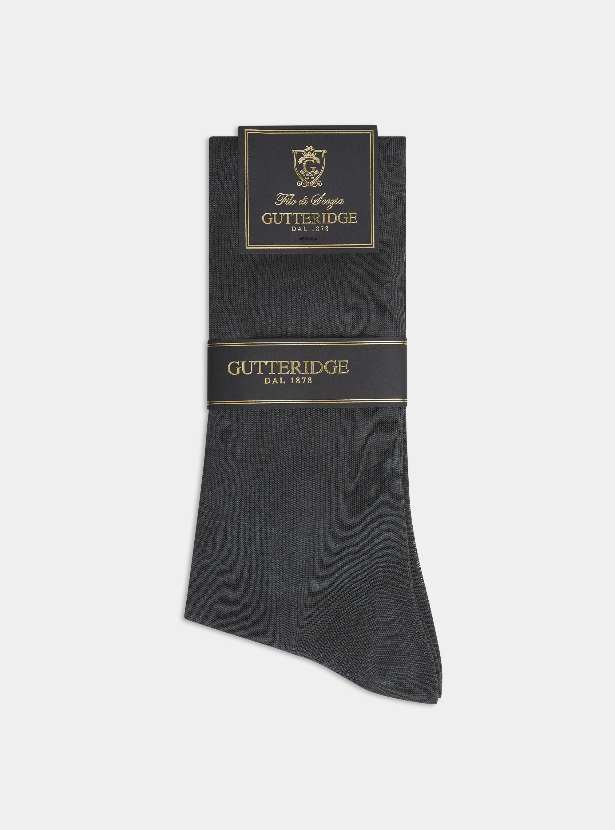 Calza lunga tinta unita in filo di Scozia, ASFALTO