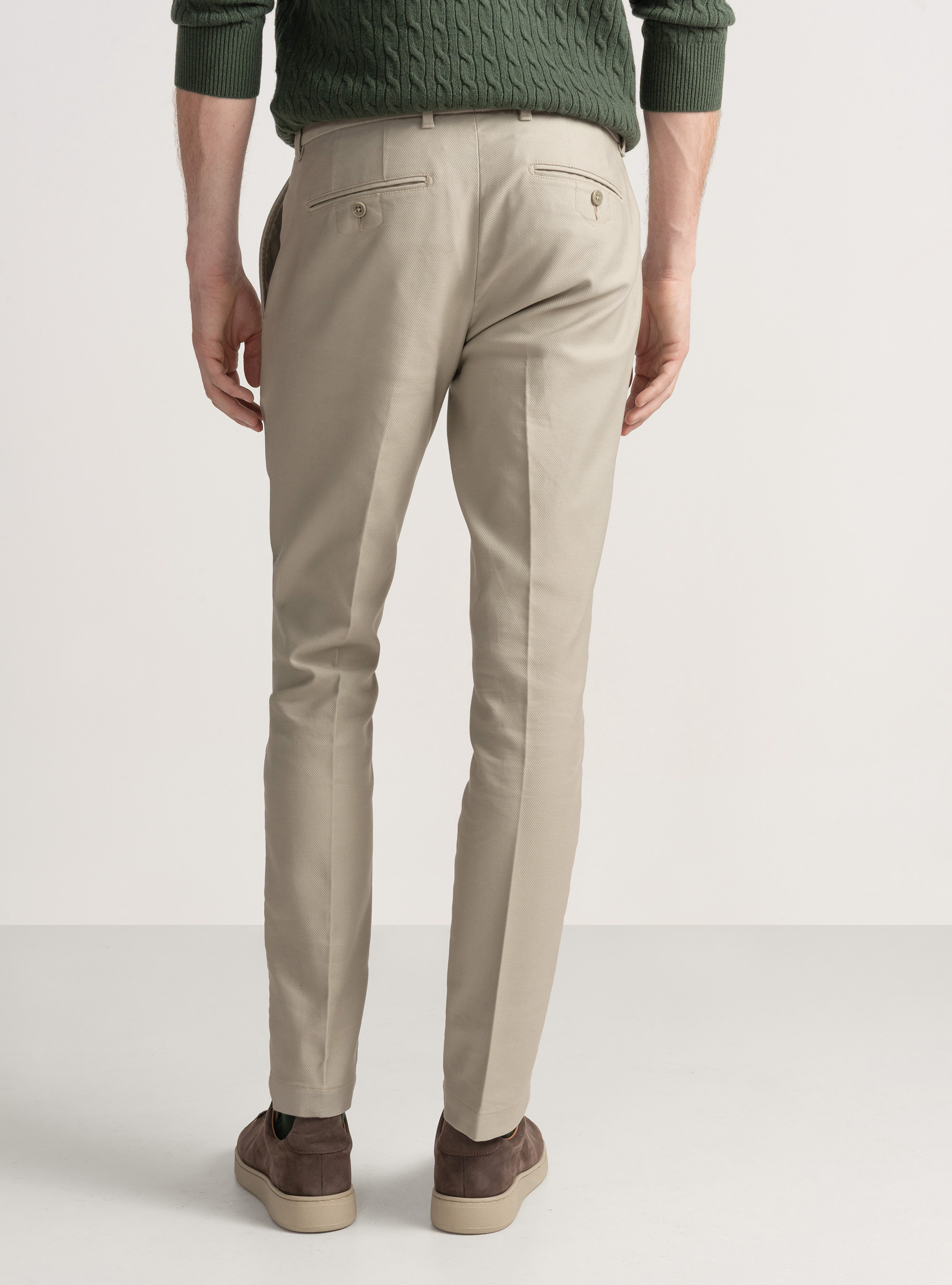 Pantaloni chino slim fit in cotone armaturato, ECRU