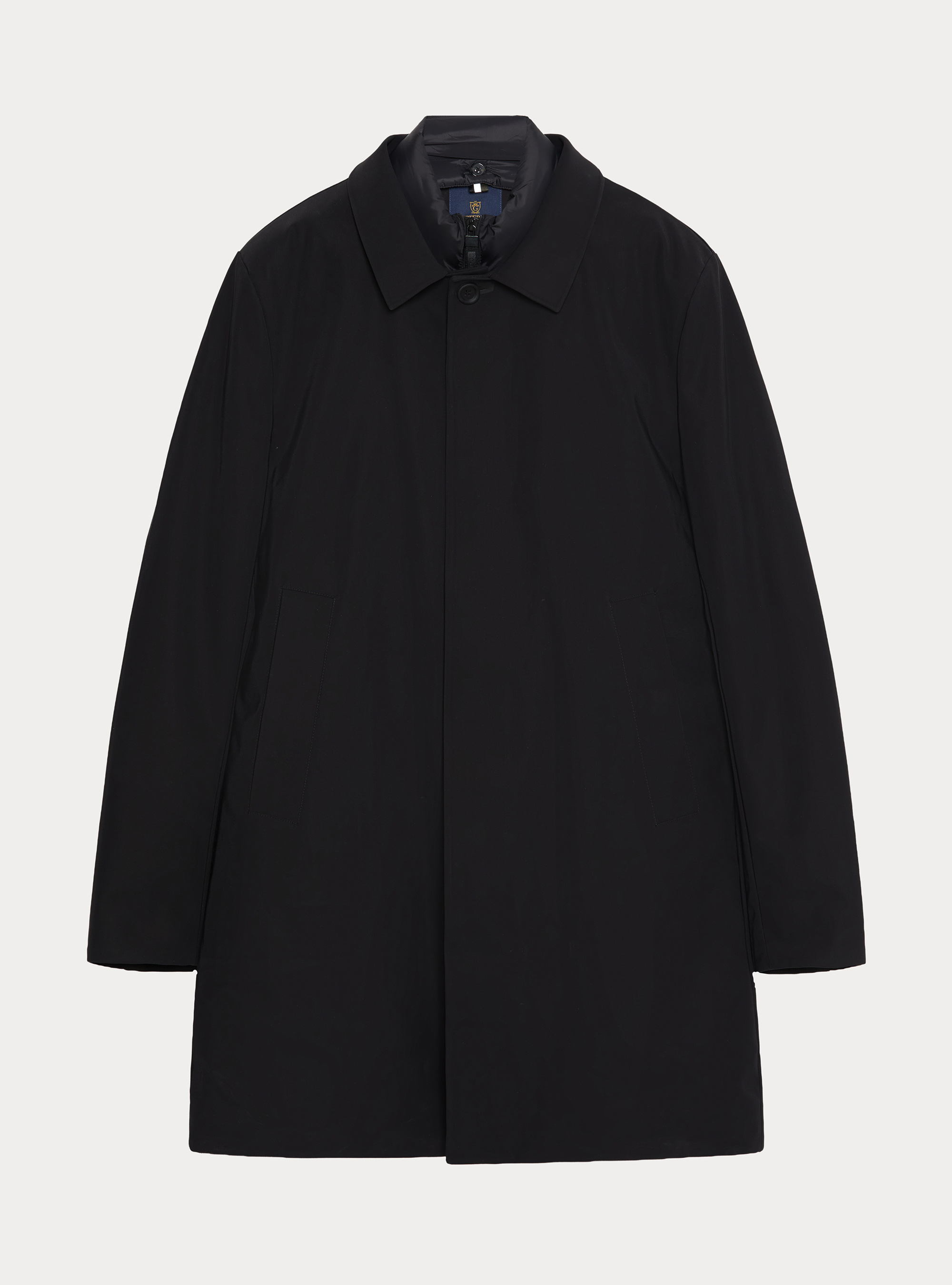 Single-breasted padded raincoat with removable bib, BLACK