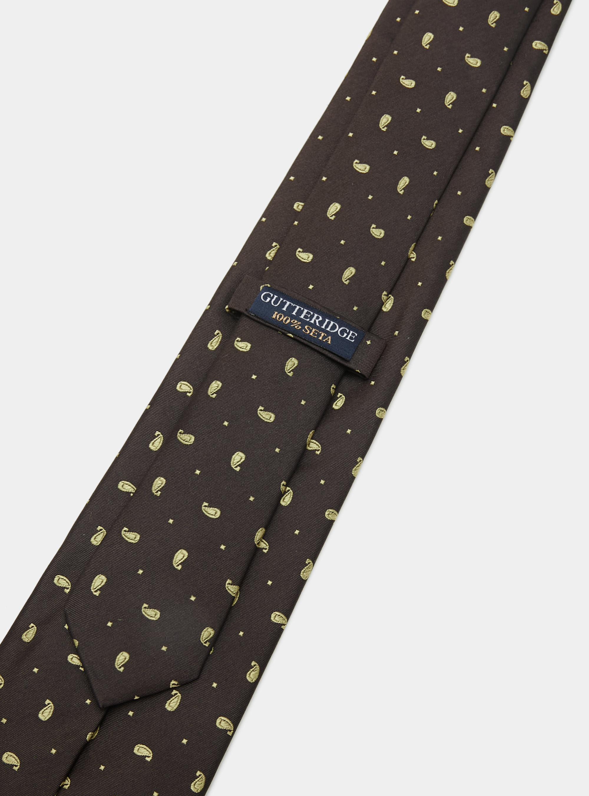 Cravatta in seta jacquard motivo paisley, MARRONE/OCRA