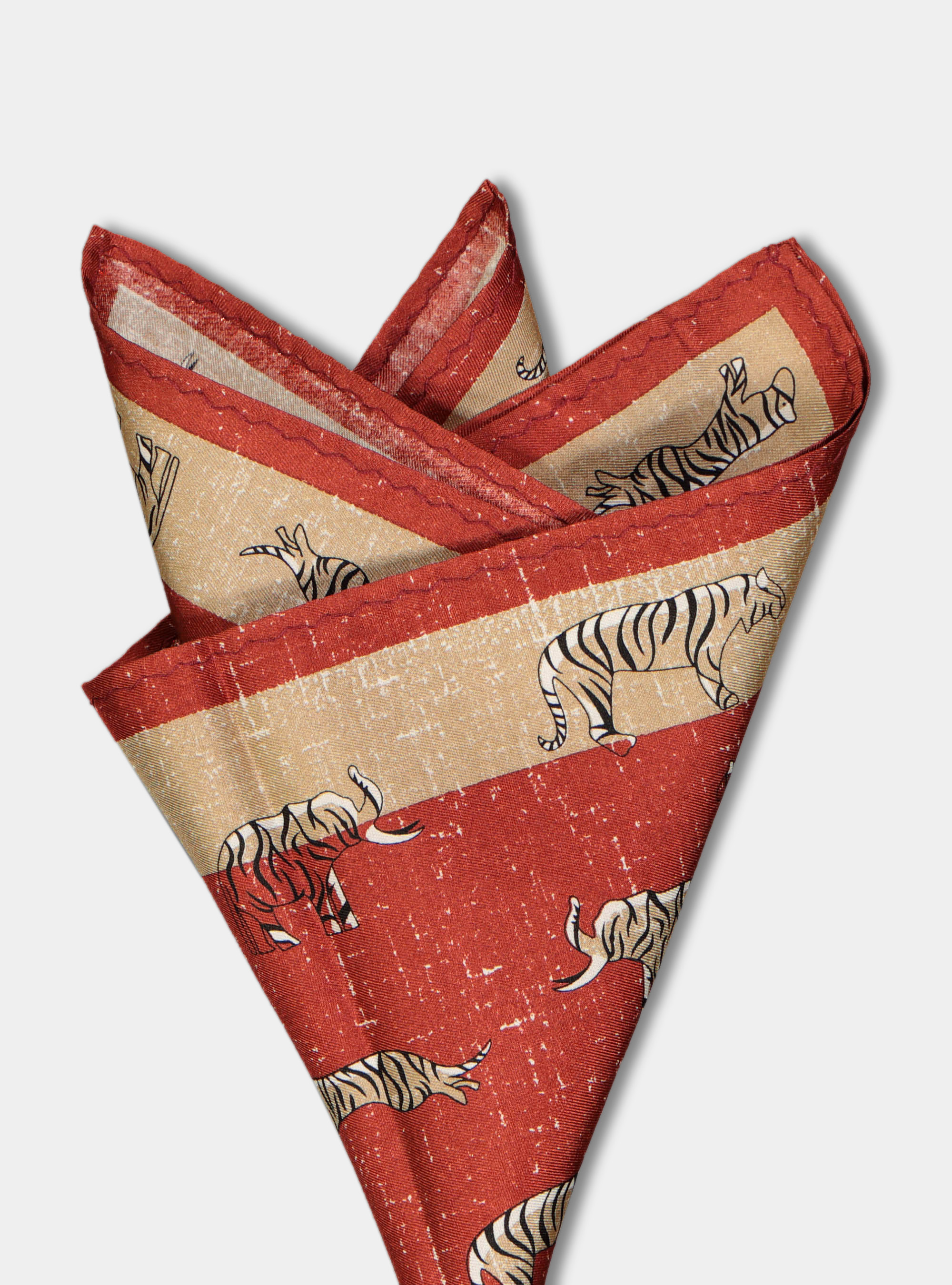 Pochette safari in seta stampata, TERRACOTTA