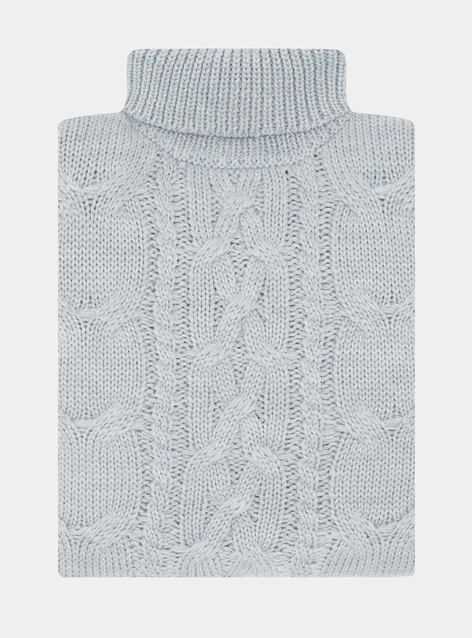 Maglia collo alto con treccione in misto lana, GRIGIO CHIARO MELANGE