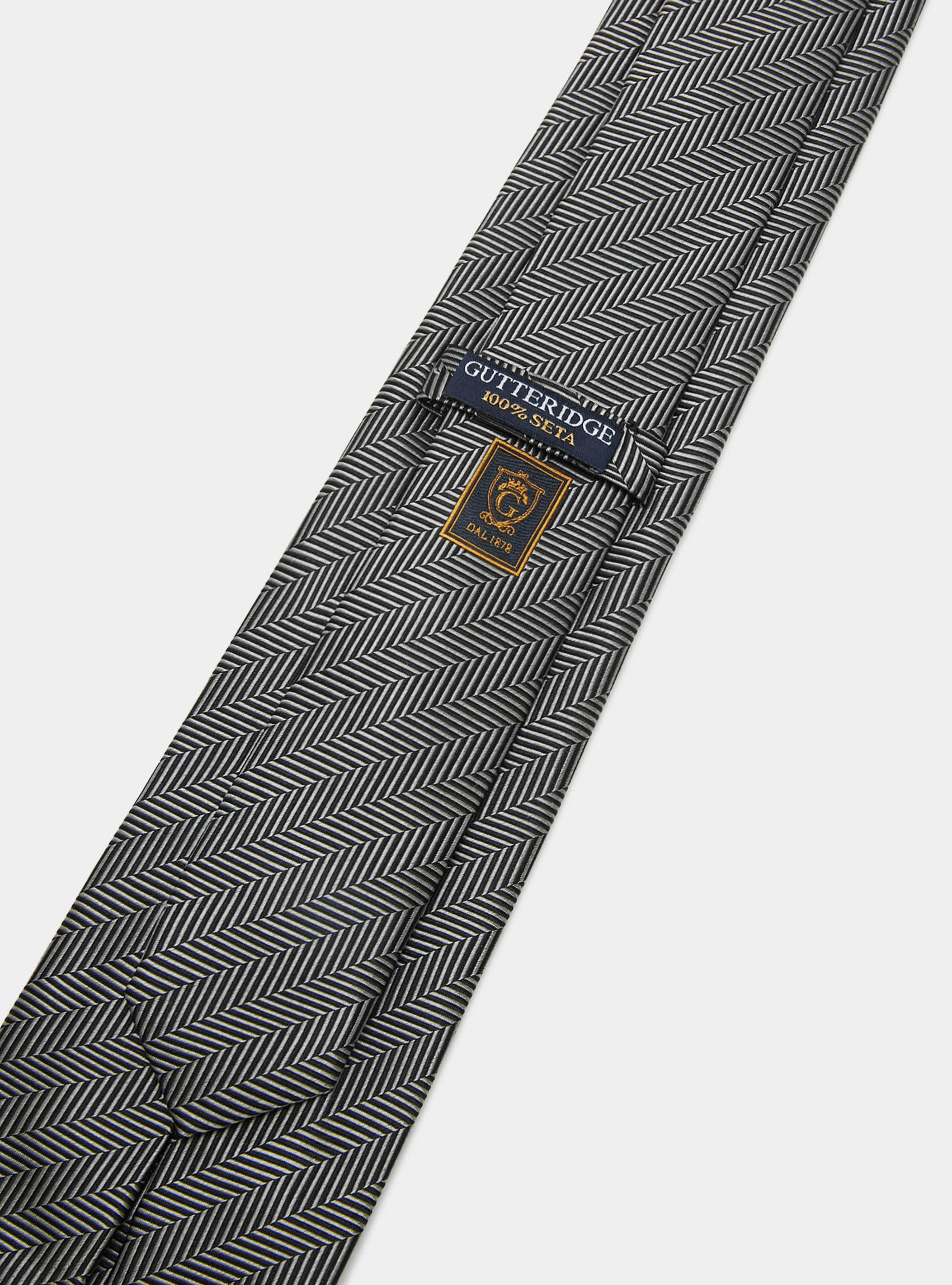 Solid-colour herringbone silk tie, GREY