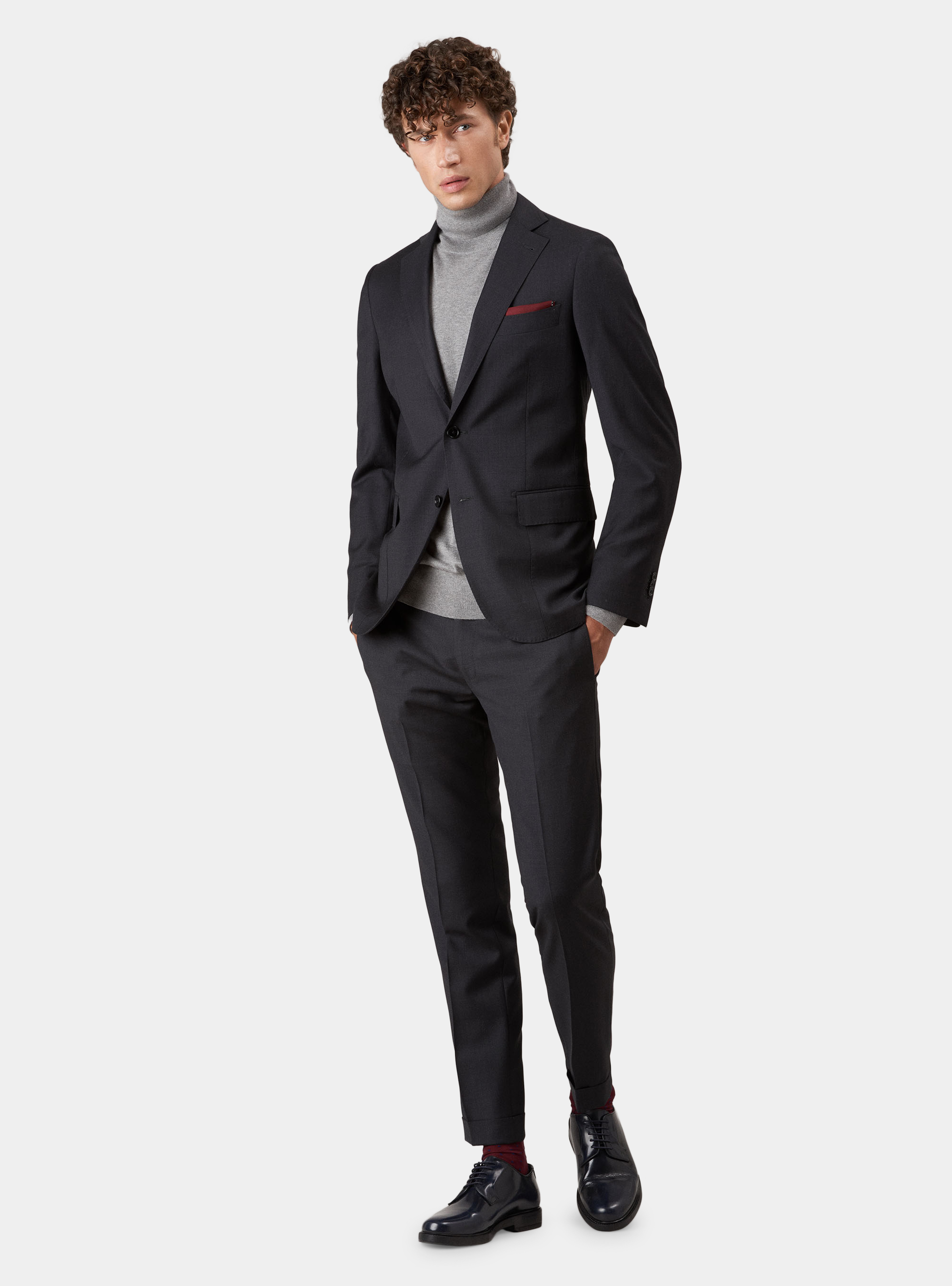 Pantaloni per abito drop 4 in fresco lana, ASFALTO