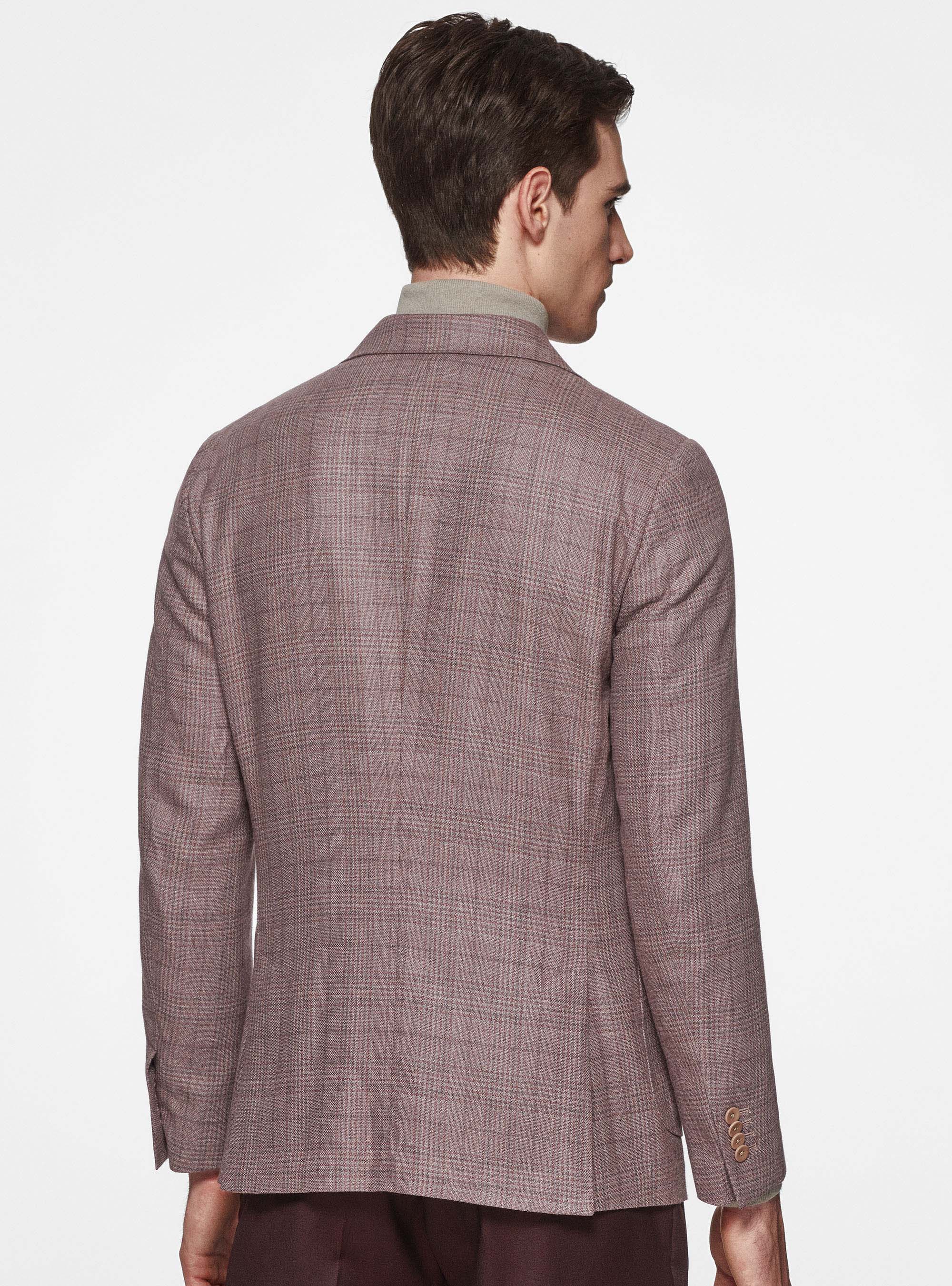 Giacca fantasia in seta e lana Lanificio di Pray, 0441C ROSA SCURO