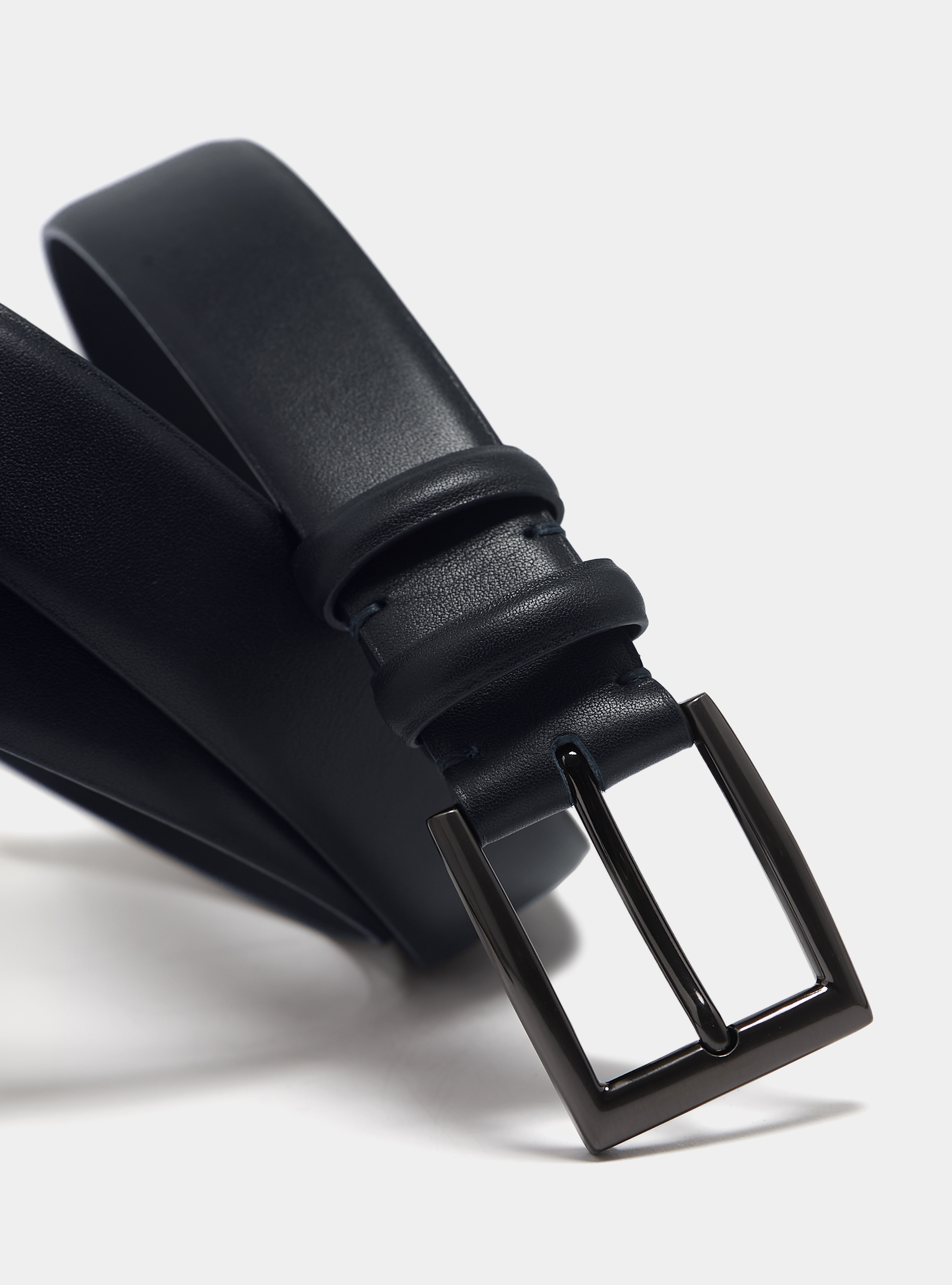 Leather belt, NAVY BLUE