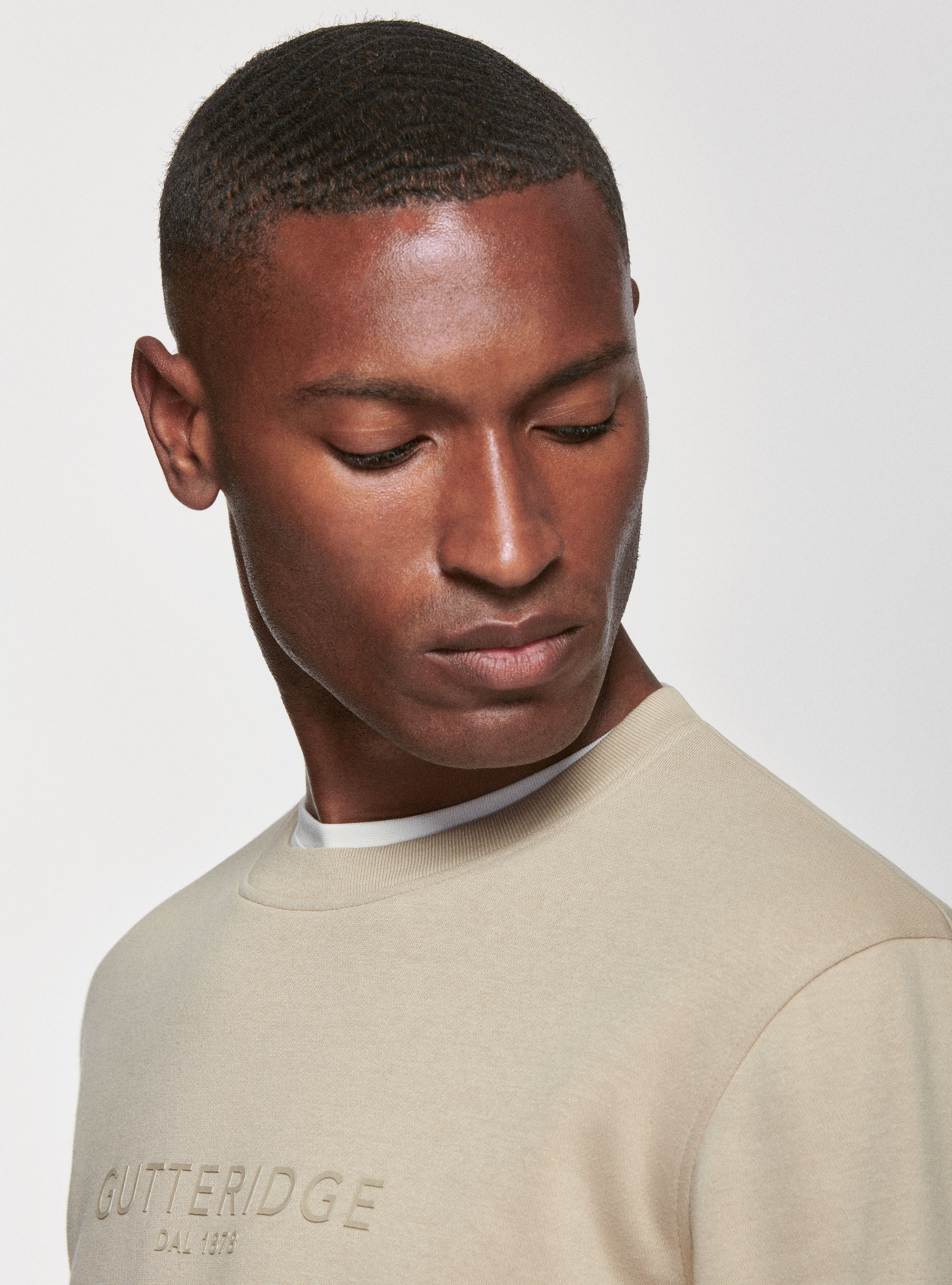 Branded round-neck sweatshirt, ECRU