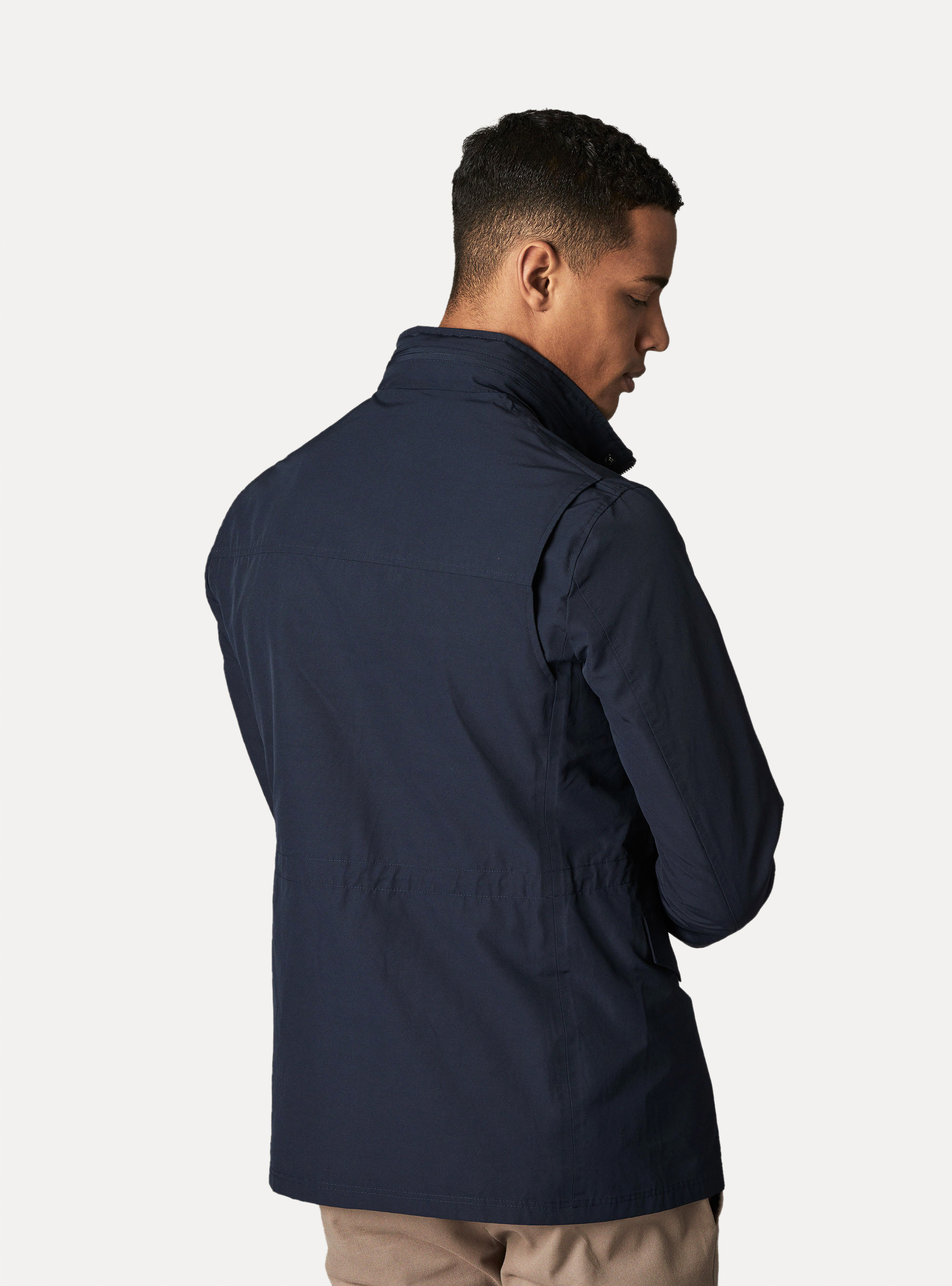 Field jacket in misto cotone tecnico, BLU NAVY