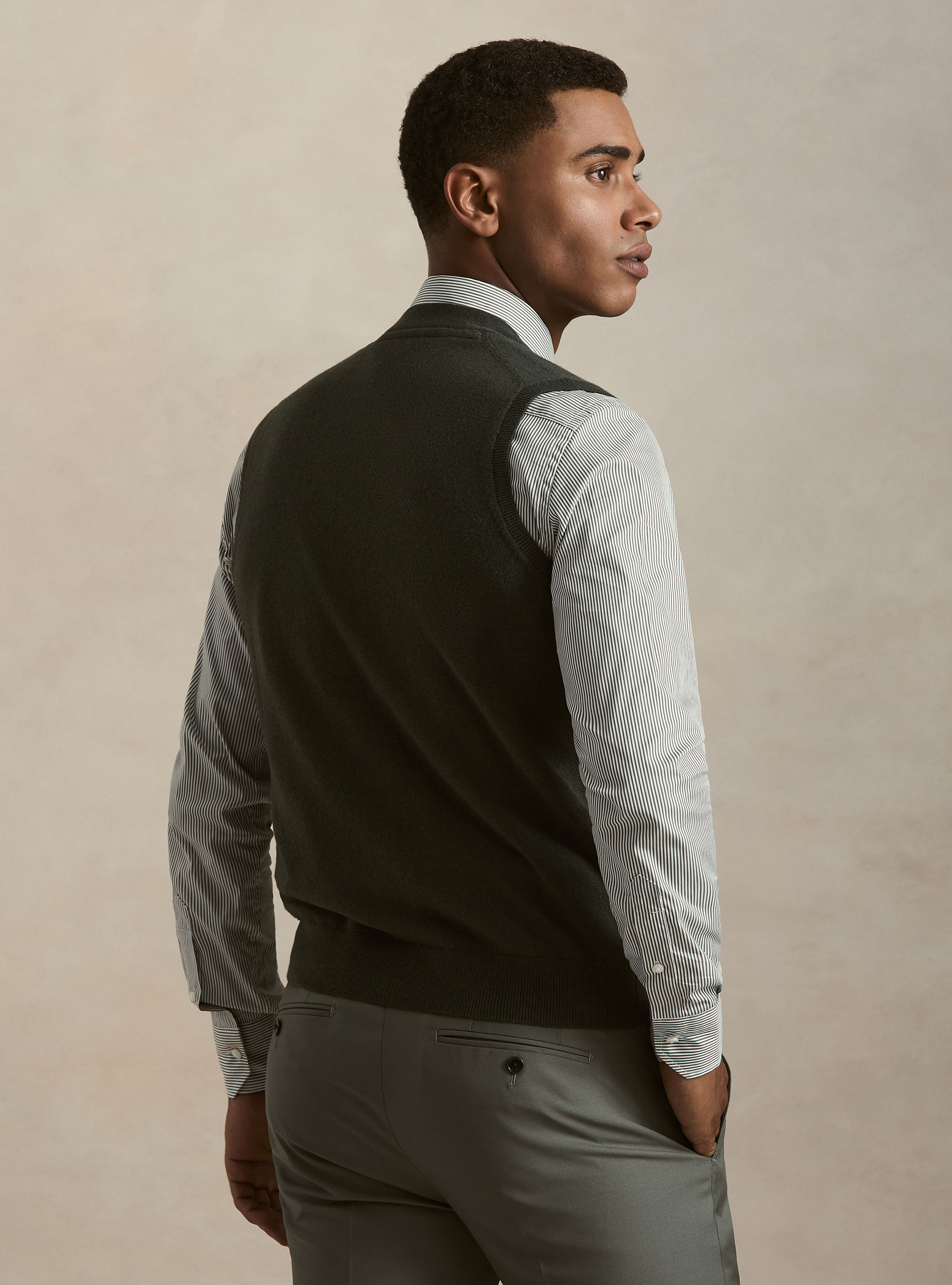 Lambswool and cashmere knit vest, MILITARE 0609C