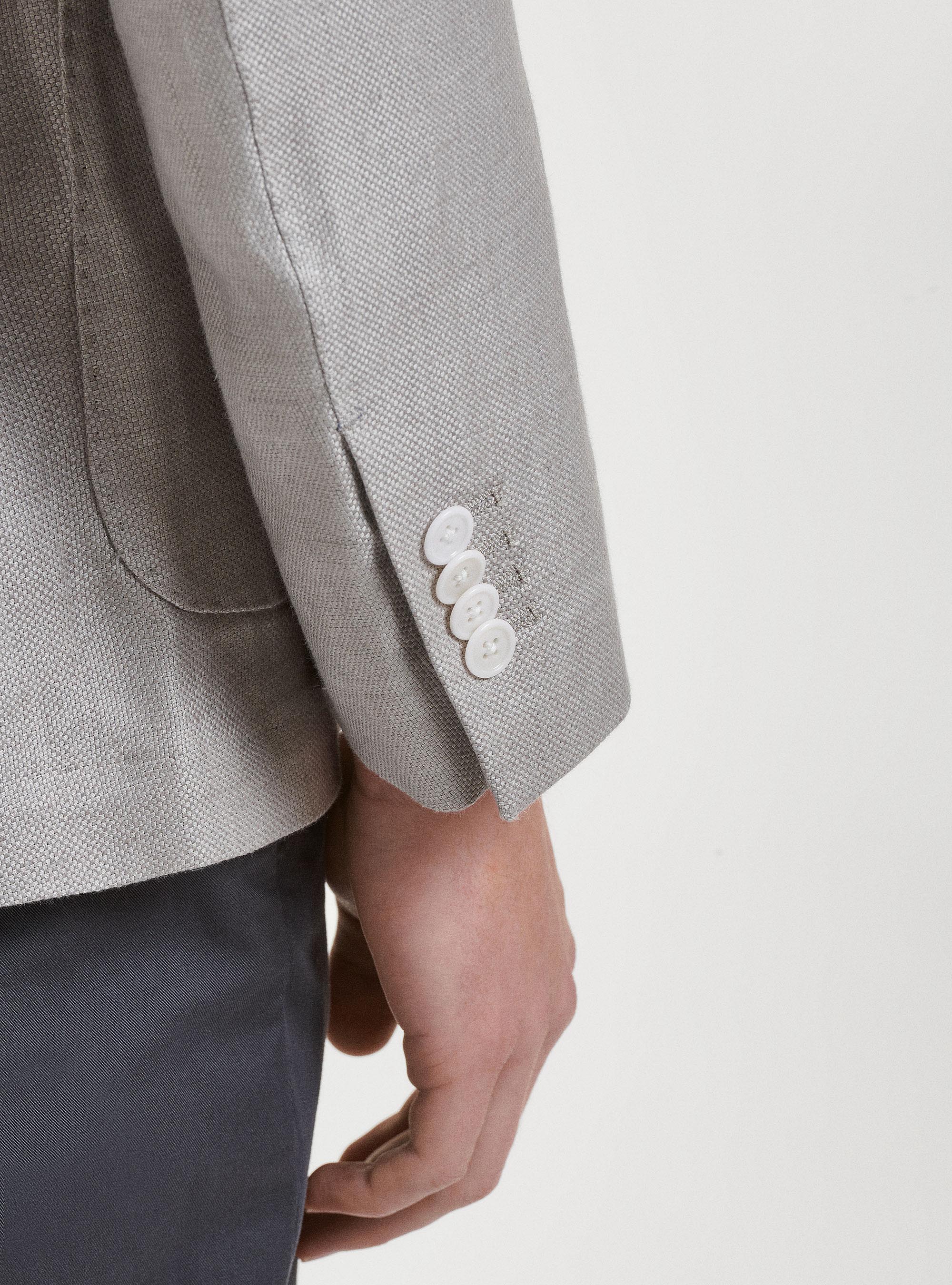 Giacca in puro lino hopsack, GRIGIO CHIARO MELANGE