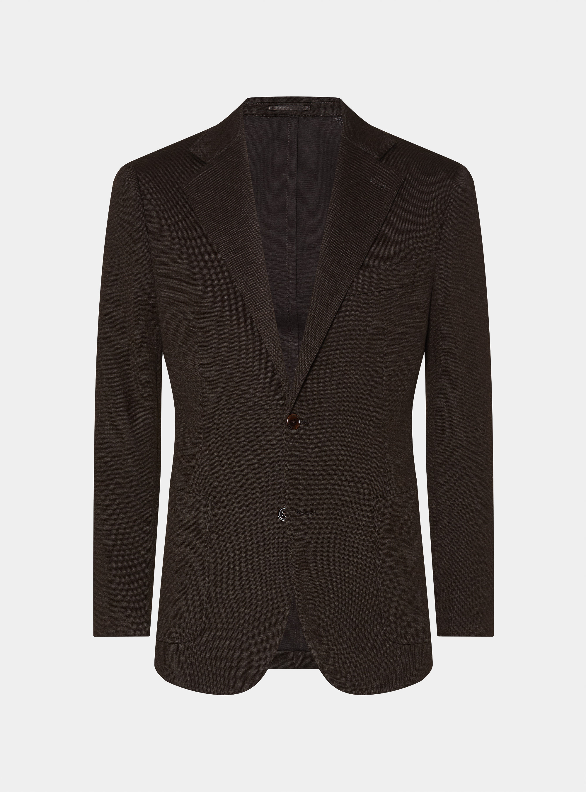 Giacca jersey in lana e cotone, MARRONE