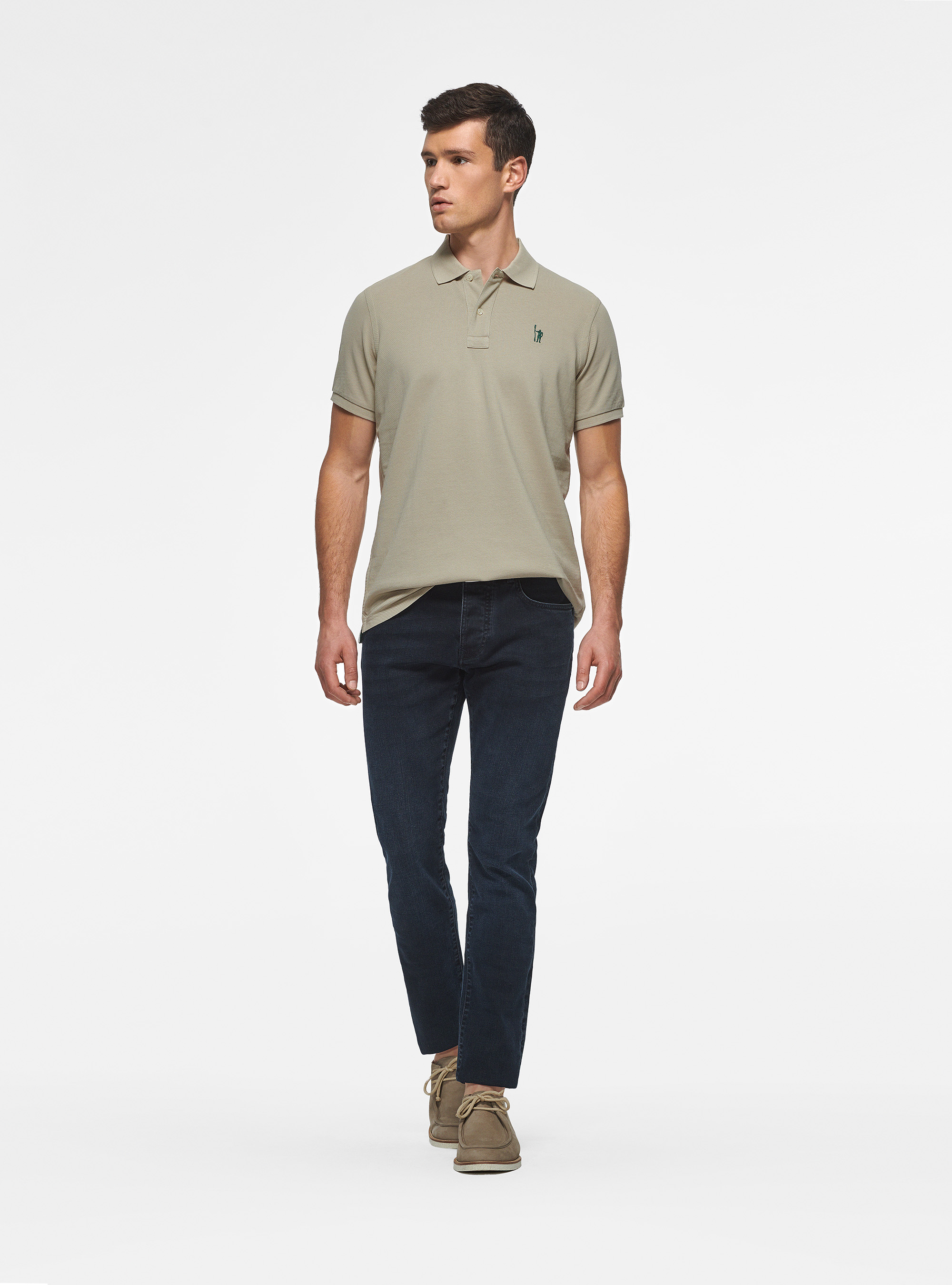 Piqu&eacute; polo shirt with embroidery, ECRU