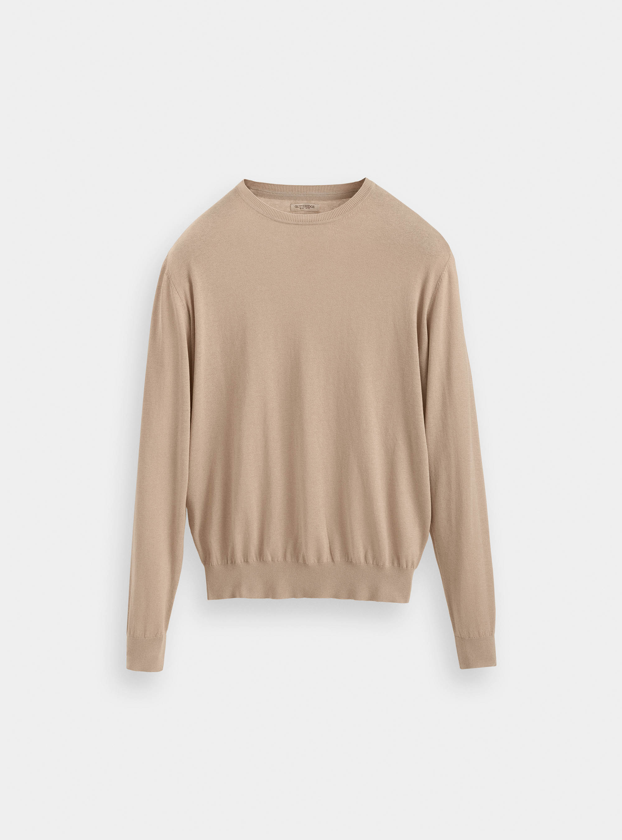 Silk and cotton crew-neck sweater, ECRU
