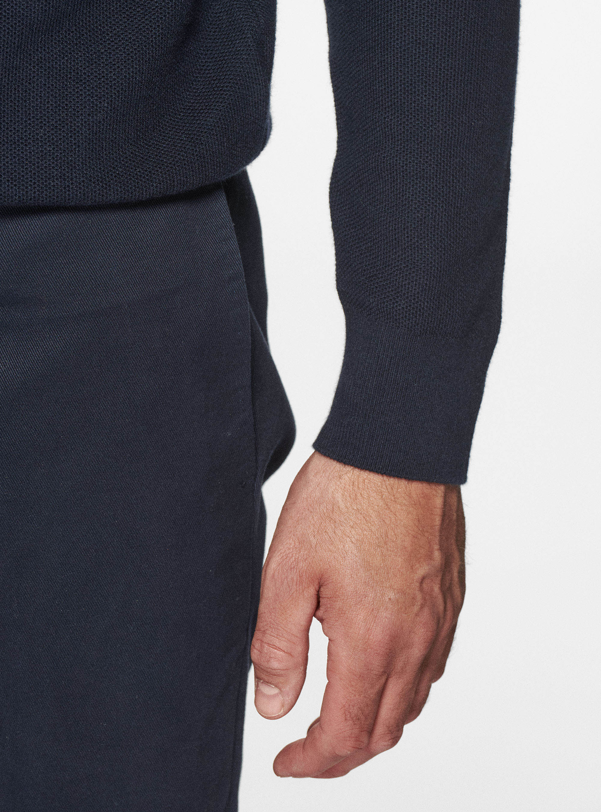 Dolcevita nido d'ape in cotone cashmere, BLU NAVY