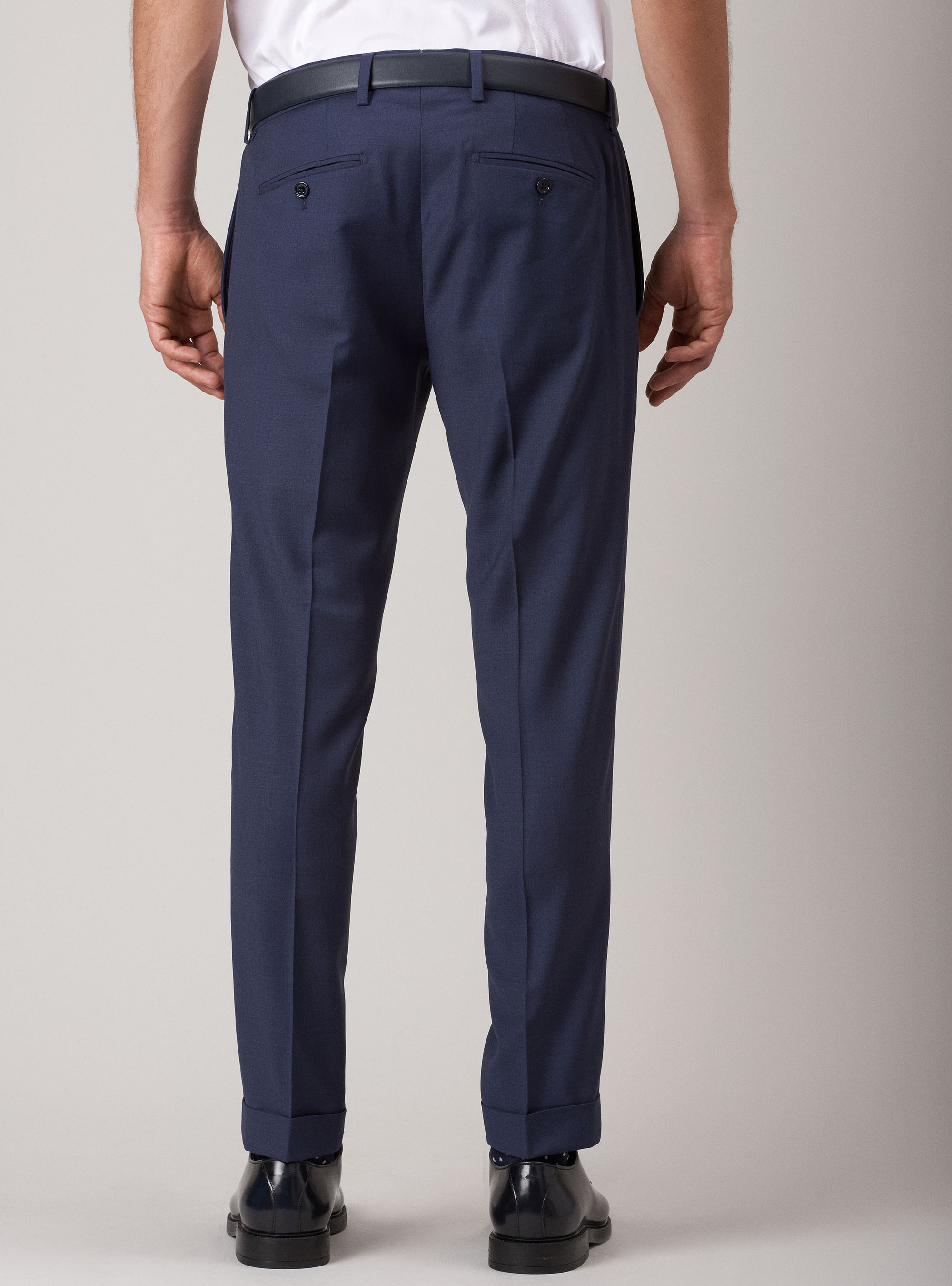 Pantaloni per abito pura lana superfine 120's, INCHIOSTRO