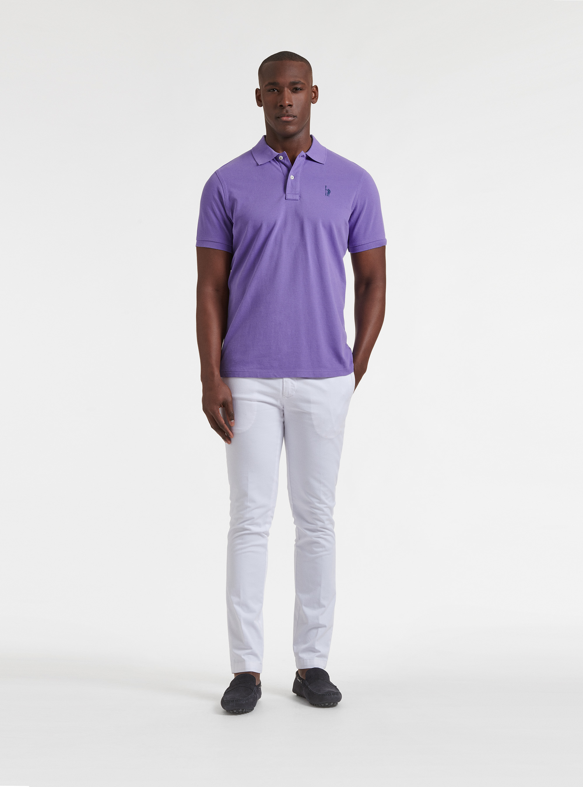 Polo in piquet con ricamo, 0463C LILLA