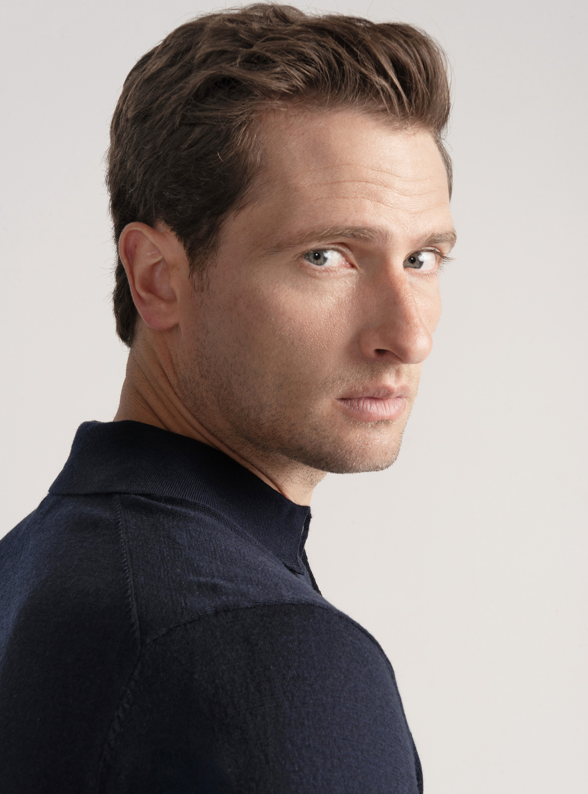 Polo de lana merina extrafina, AZUL MARINO