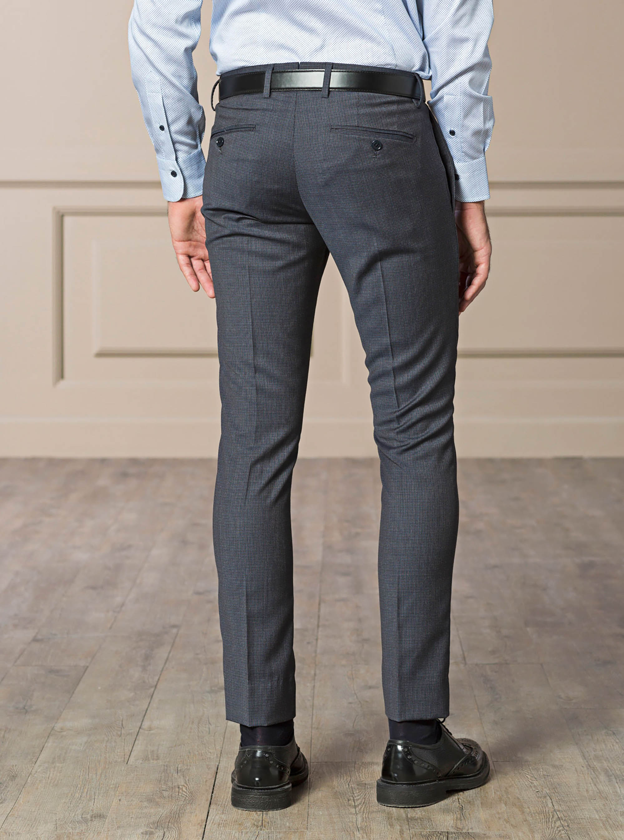 Pantaloni slim con tasca a filo, BLU NAVY