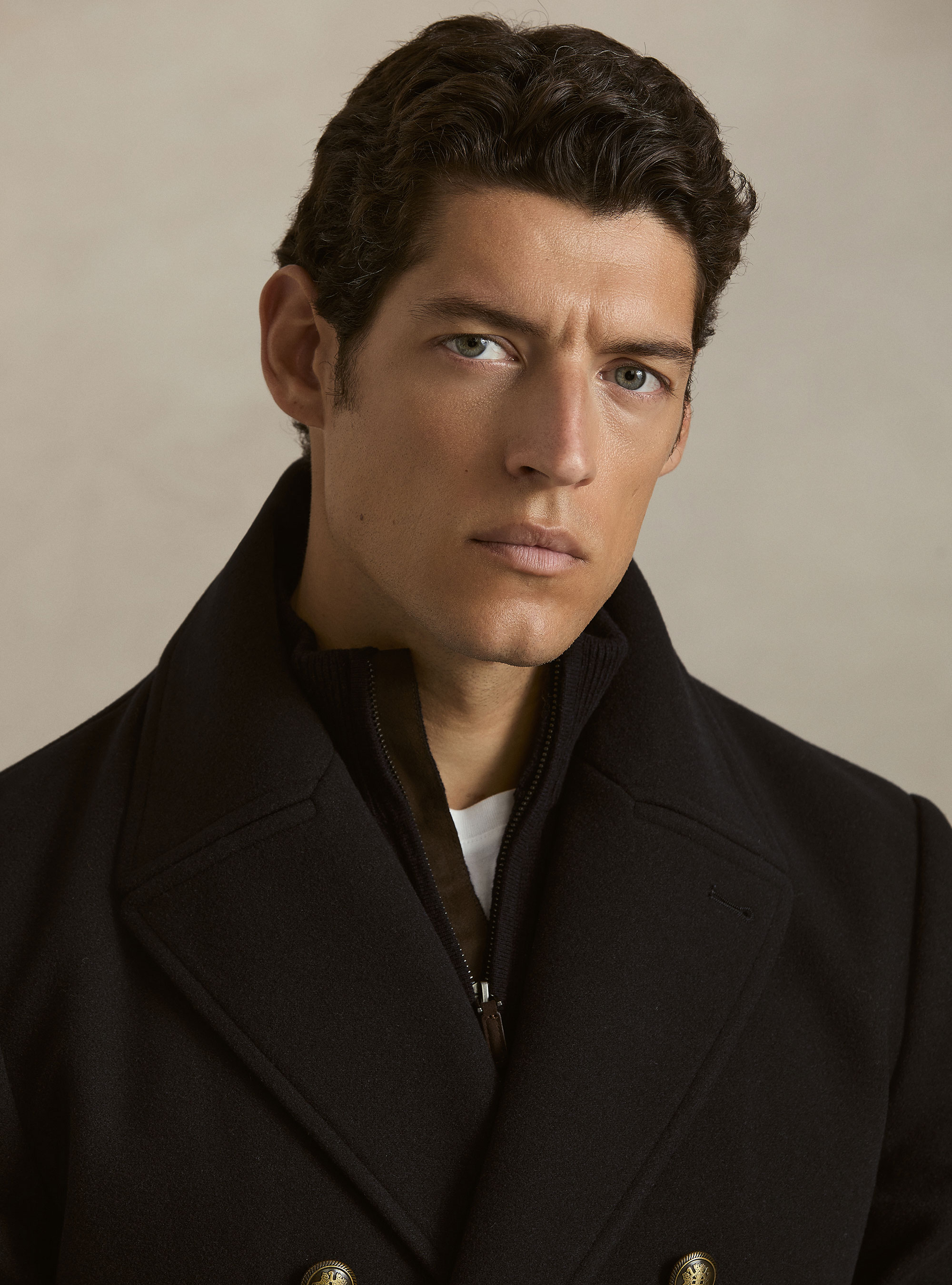 Peacoat in misto lana con bottone metallo, BLU NAVY