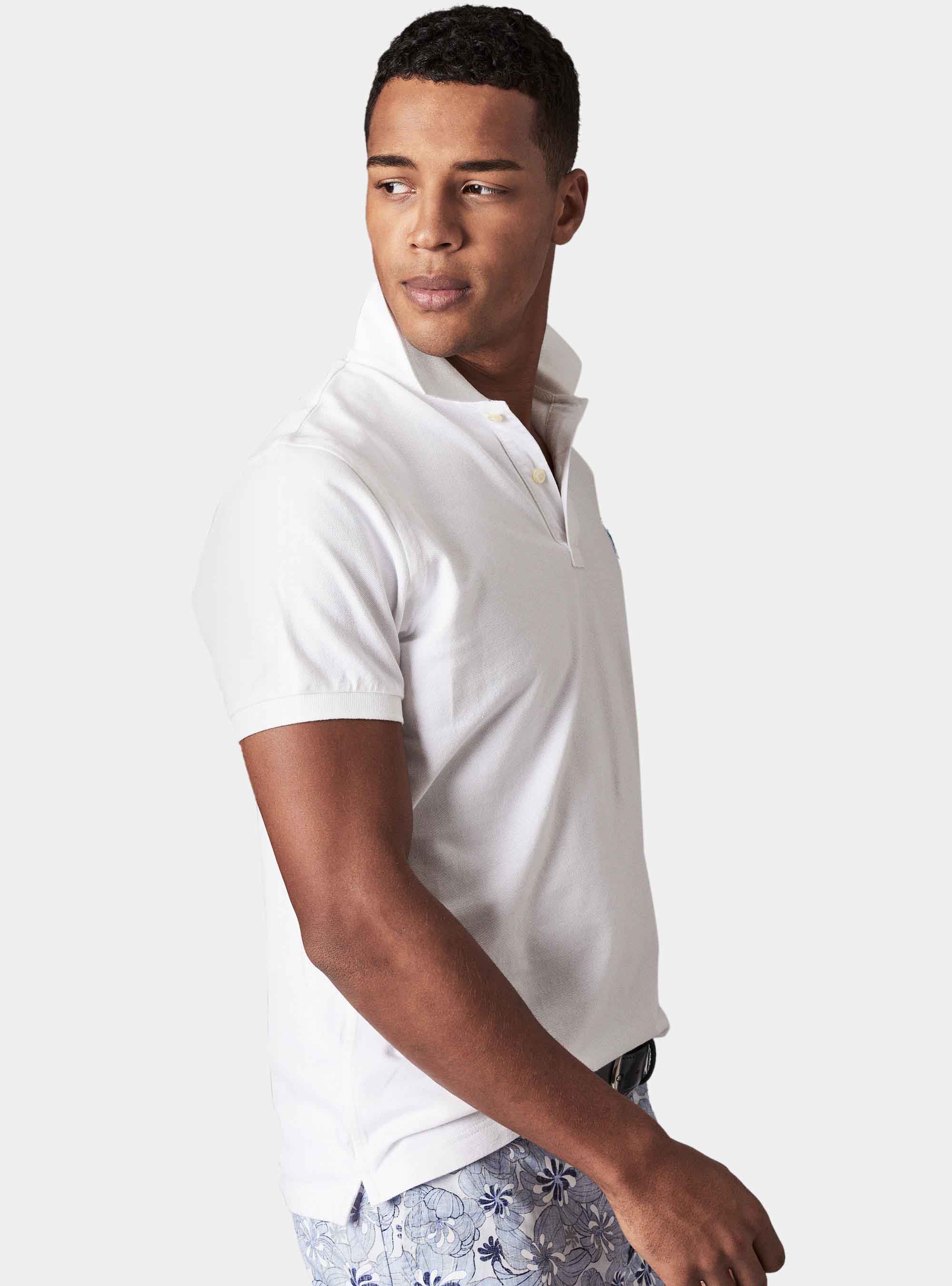 Polo basique en piqué, BLANC