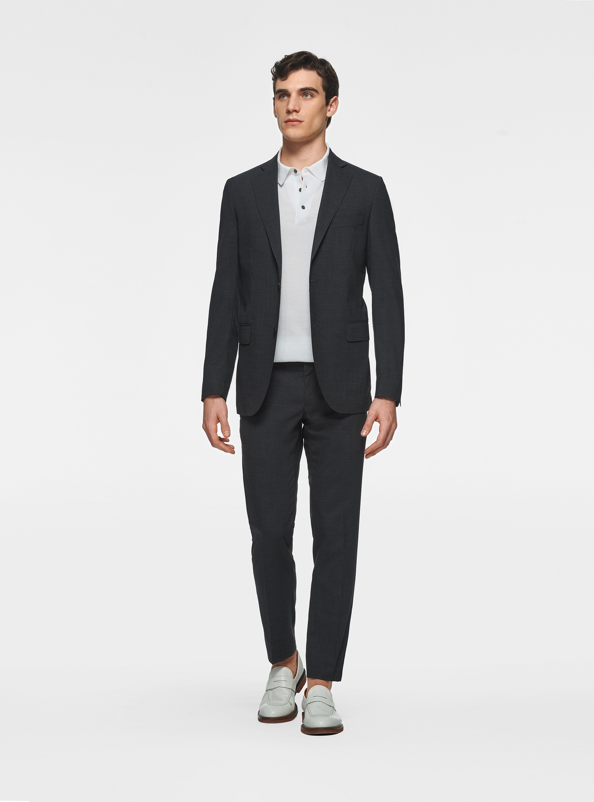 Blazer in pure superfine wool 120, ASFALTO 0112C