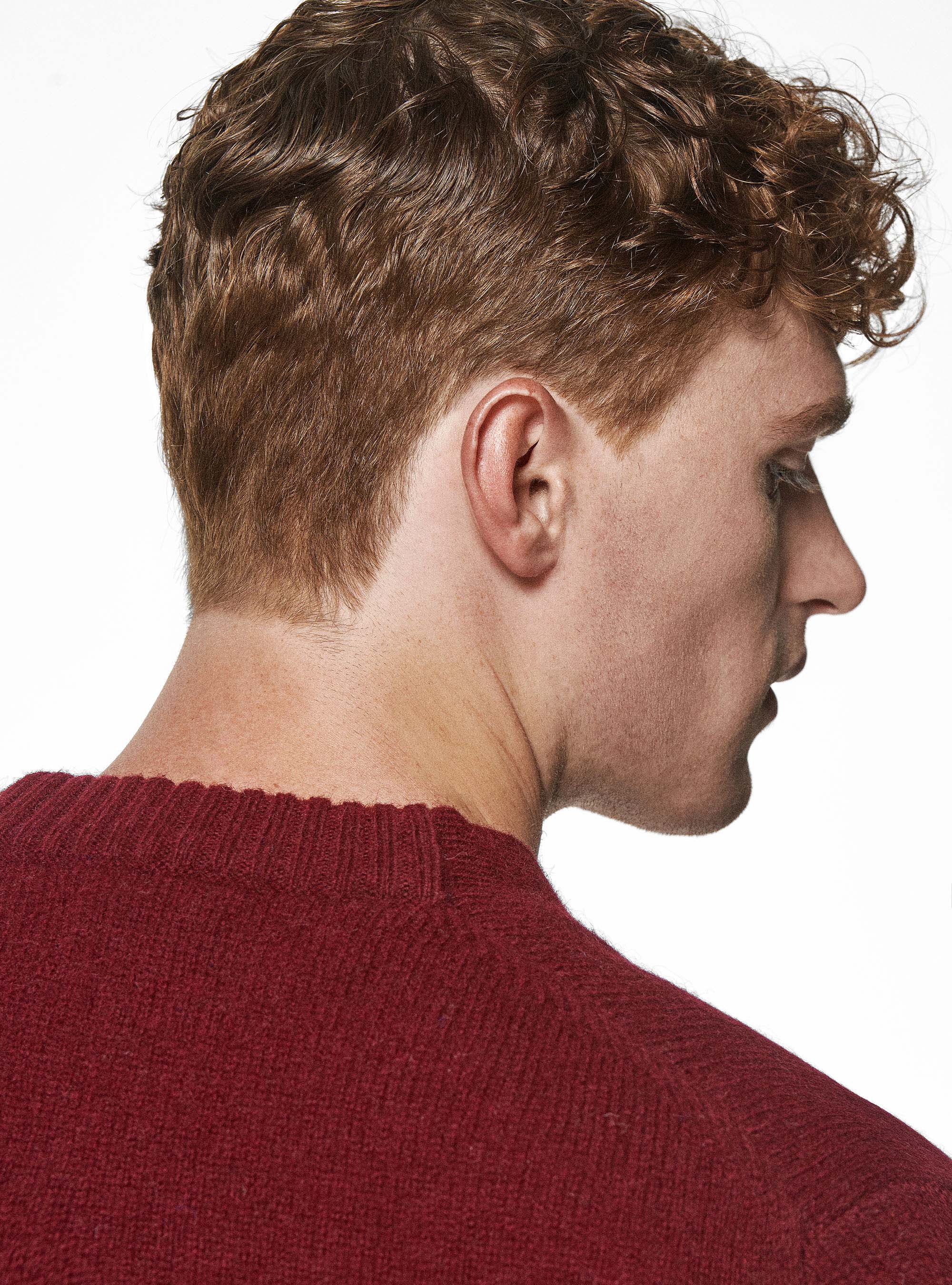 Cardigan in maglia in lana shetland, BORDEAUX