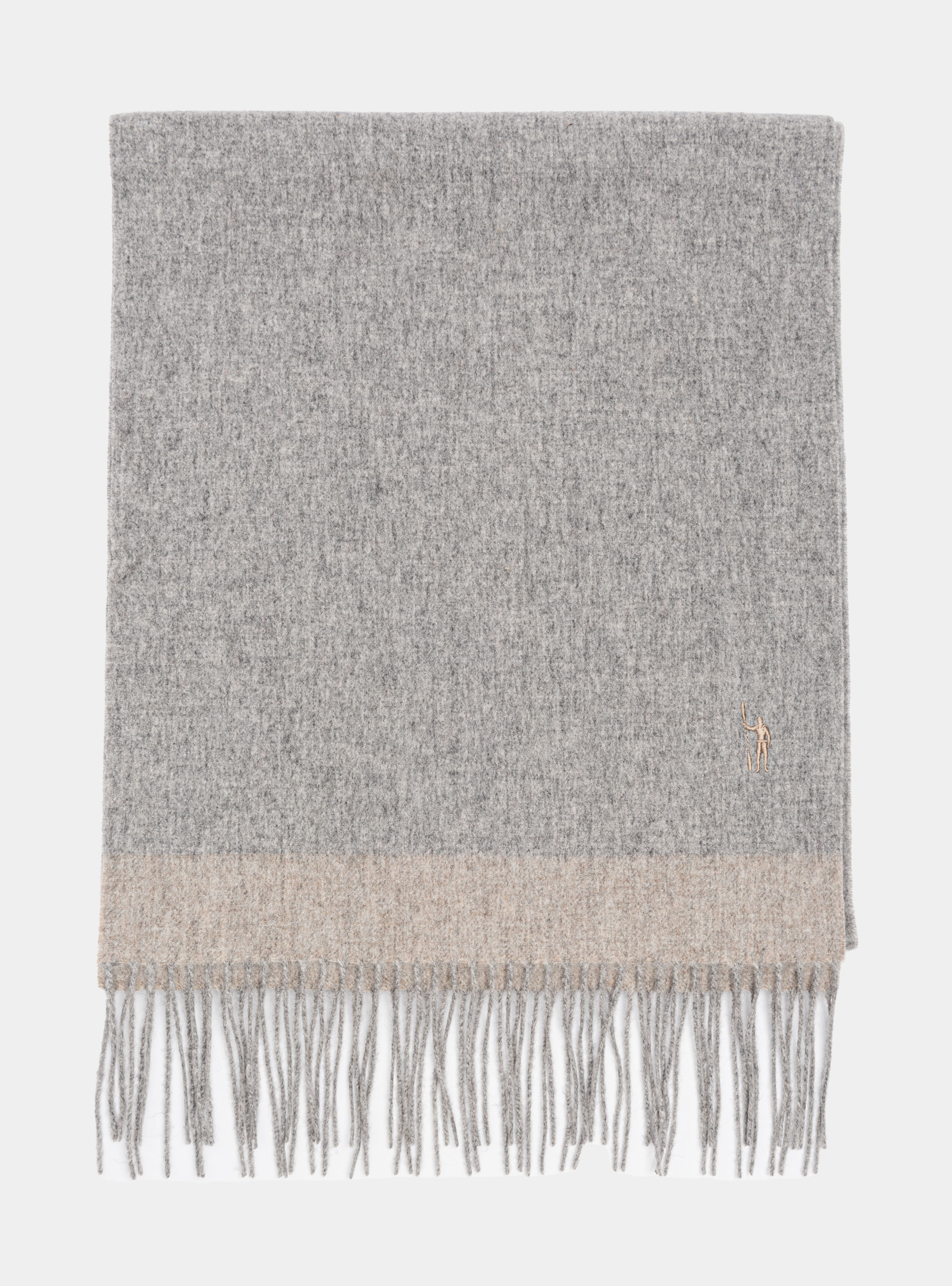 Sciarpa in lana cashmere con bordino a contrasto, GRIGIO CHIARO